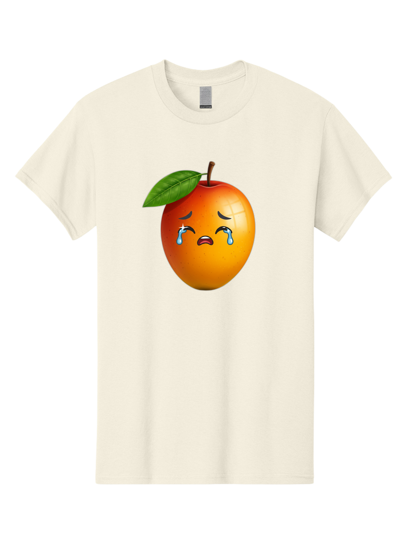Crying-Peach Men'S Graphic Tee, 100% Cotton, Comfortable Casual Summer Wear, Machine Washable, Peach Fruit, Crying Face, Sad Expression, Tears, Sorrowful Emoji, Fruit Emoji, Emotional Face, Crying Peach, Peach With Tears Bab828