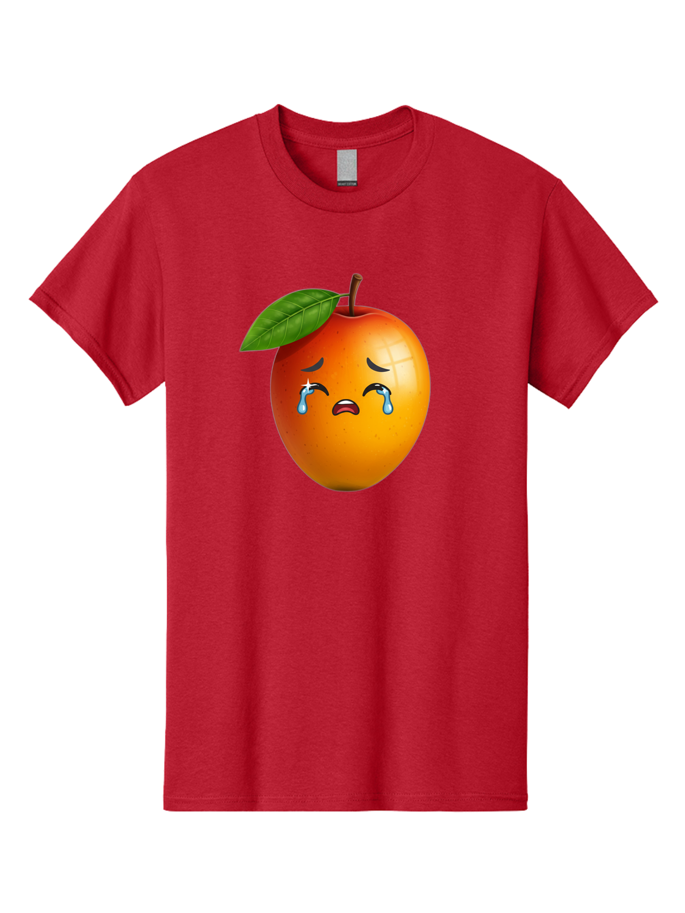 Crying-Peach Men'S Graphic Tee, 100% Cotton, Comfortable Casual Summer Wear, Machine Washable, Peach Fruit, Crying Face, Sad Expression, Tears, Sorrowful Emoji, Fruit Emoji, Emotional Face, Crying Peach, Peach With Tears Bab828