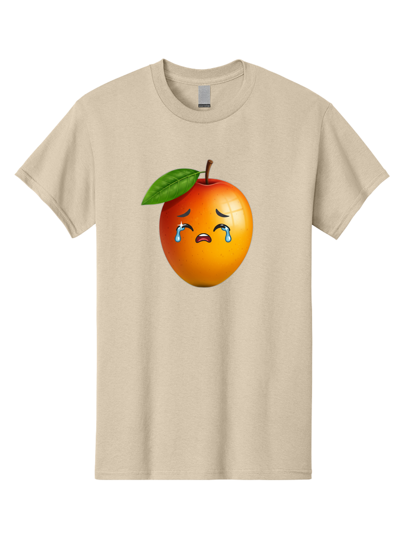 Crying-Peach Men'S Graphic Tee, 100% Cotton, Comfortable Casual Summer Wear, Machine Washable, Peach Fruit, Crying Face, Sad Expression, Tears, Sorrowful Emoji, Fruit Emoji, Emotional Face, Crying Peach, Peach With Tears Bab828