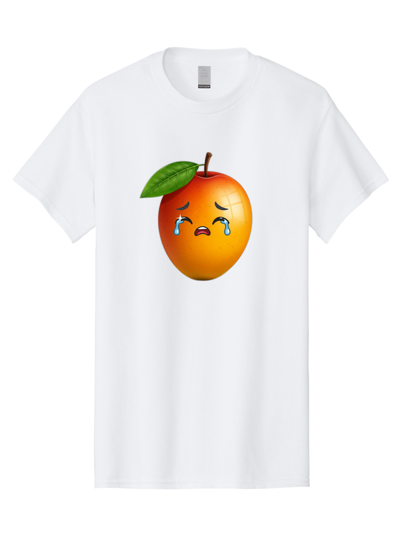 Crying-Peach Men'S Graphic Tee, 100% Cotton, Comfortable Casual Summer Wear, Machine Washable, Peach Fruit, Crying Face, Sad Expression, Tears, Sorrowful Emoji, Fruit Emoji, Emotional Face, Crying Peach, Peach With Tears Bab828