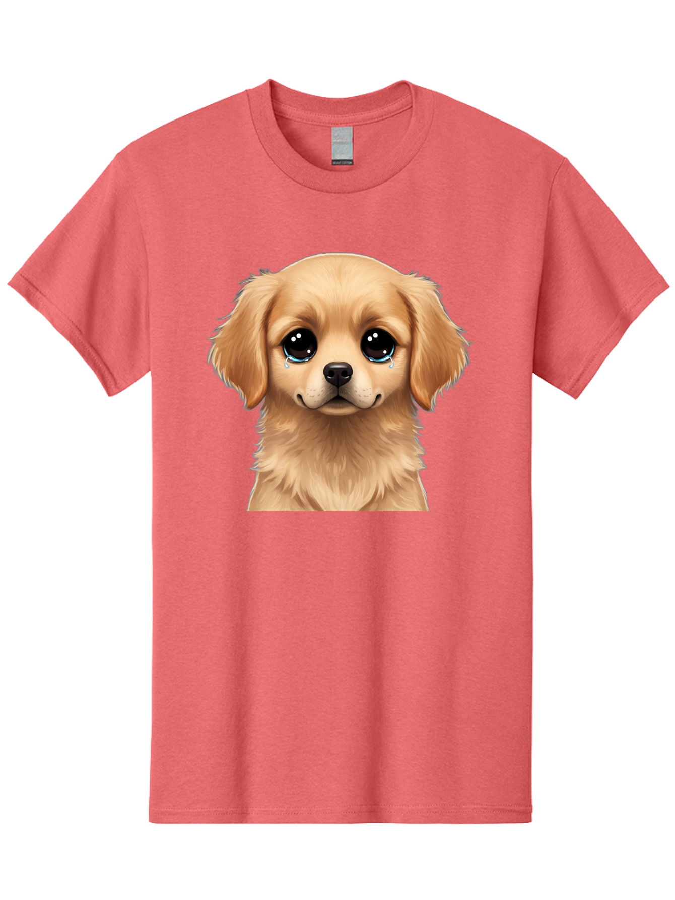 Crying-Puppy Men'S Graphic Tee, 100% Cotton, Comfortable Casual Summer Wear, Machine Washable, Sad Puppy, Crying Dog, Puppy Face, Sad Eyes, Dog Tears, Sorrowful Puppy, Adorable Puppy, Cute Dog, Dog Emotions Bab830