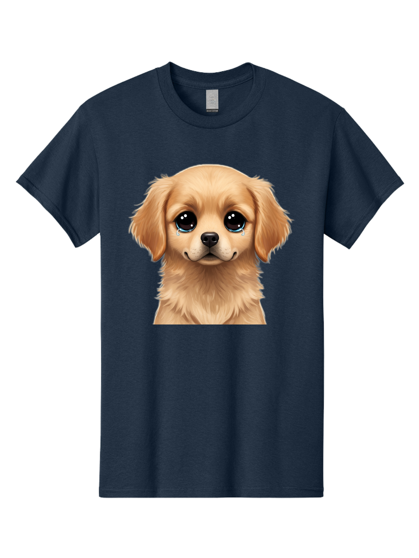 Crying-Puppy Men'S Graphic Tee, 100% Cotton, Comfortable Casual Summer Wear, Machine Washable, Sad Puppy, Crying Dog, Puppy Face, Sad Eyes, Dog Tears, Sorrowful Puppy, Adorable Puppy, Cute Dog, Dog Emotions Bab830