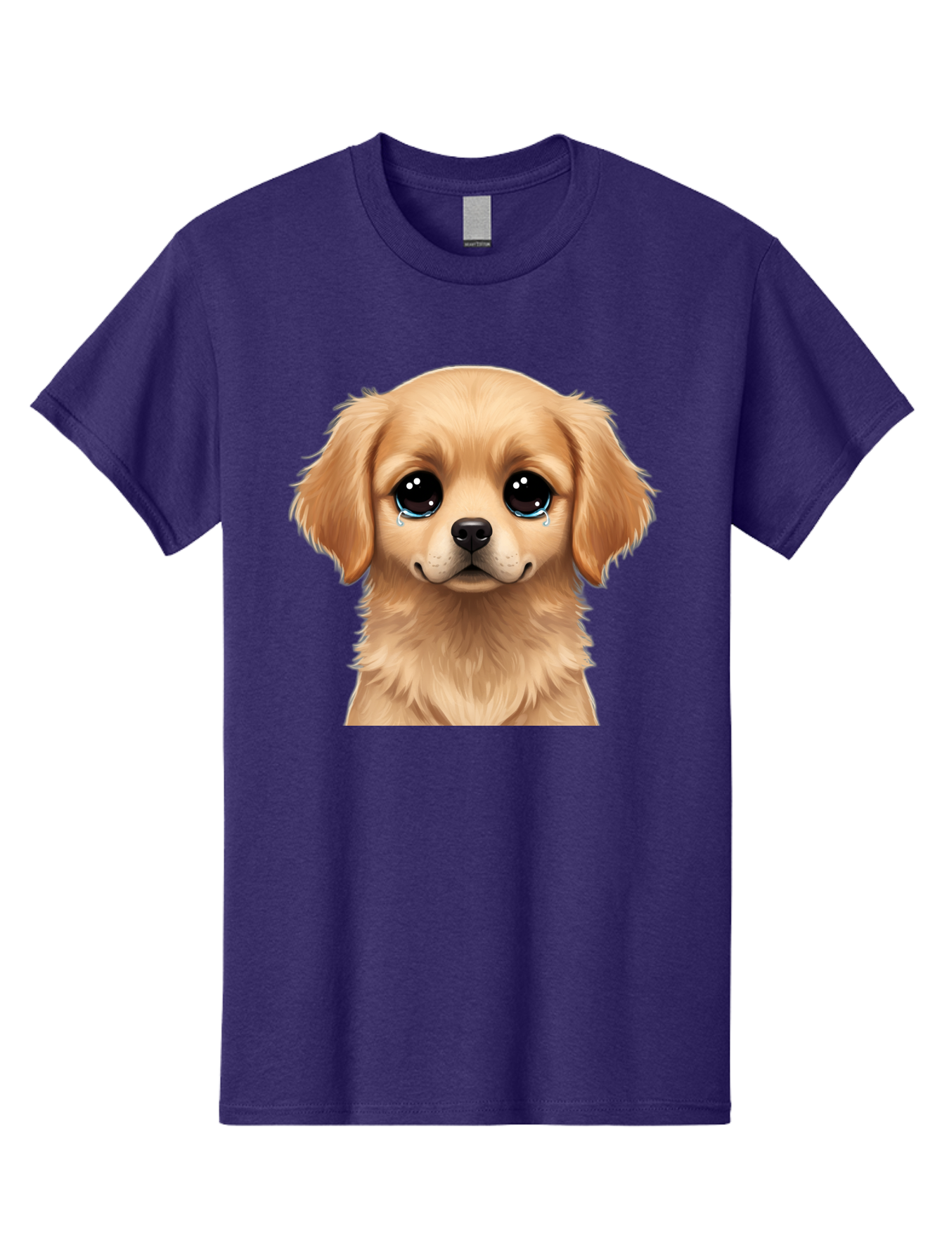 Crying-Puppy Men'S Graphic Tee, 100% Cotton, Comfortable Casual Summer Wear, Machine Washable, Sad Puppy, Crying Dog, Puppy Face, Sad Eyes, Dog Tears, Sorrowful Puppy, Adorable Puppy, Cute Dog, Dog Emotions Bab830