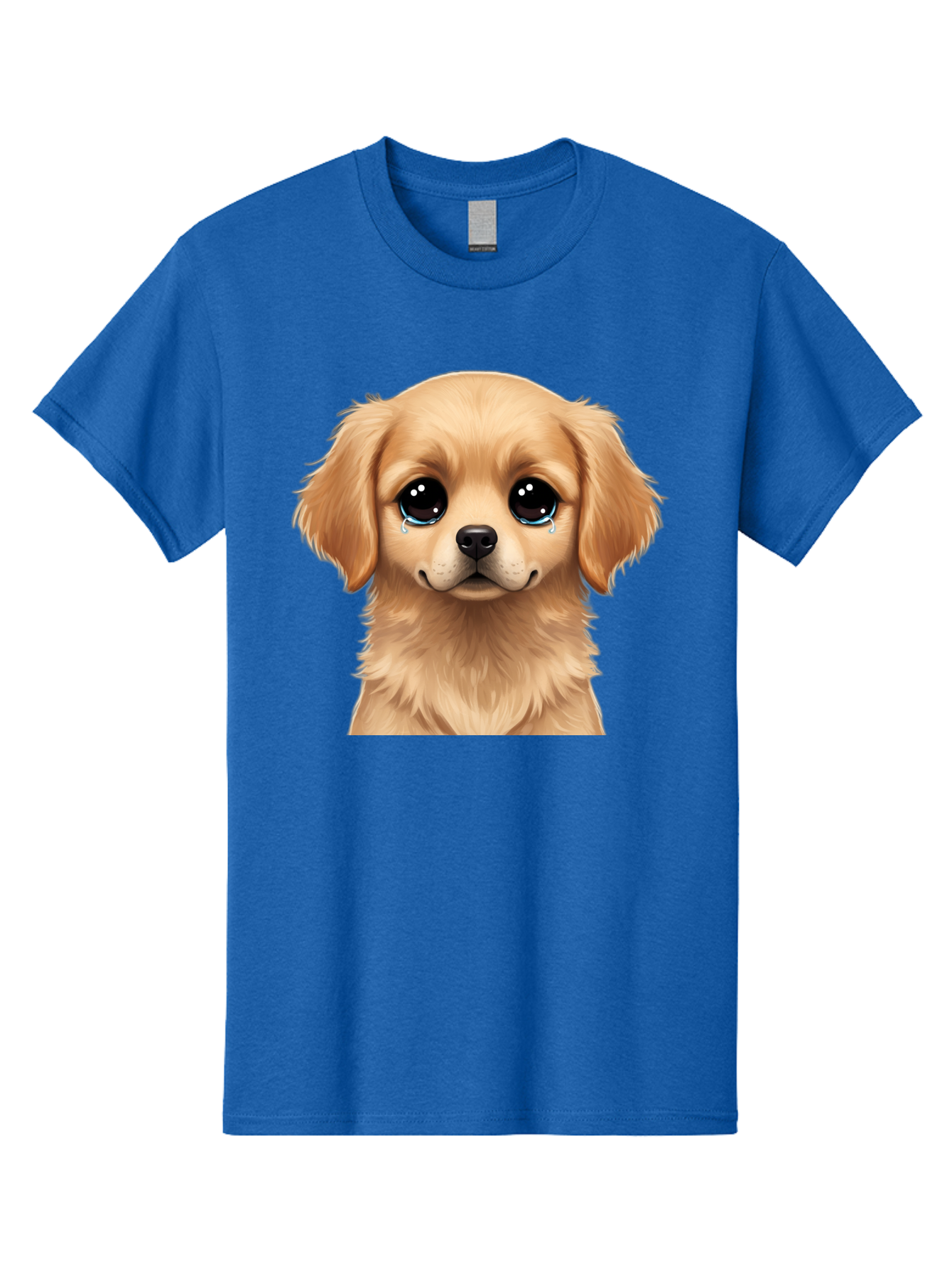 Crying-Puppy Men'S Graphic Tee, 100% Cotton, Comfortable Casual Summer Wear, Machine Washable, Sad Puppy, Crying Dog, Puppy Face, Sad Eyes, Dog Tears, Sorrowful Puppy, Adorable Puppy, Cute Dog, Dog Emotions Bab830