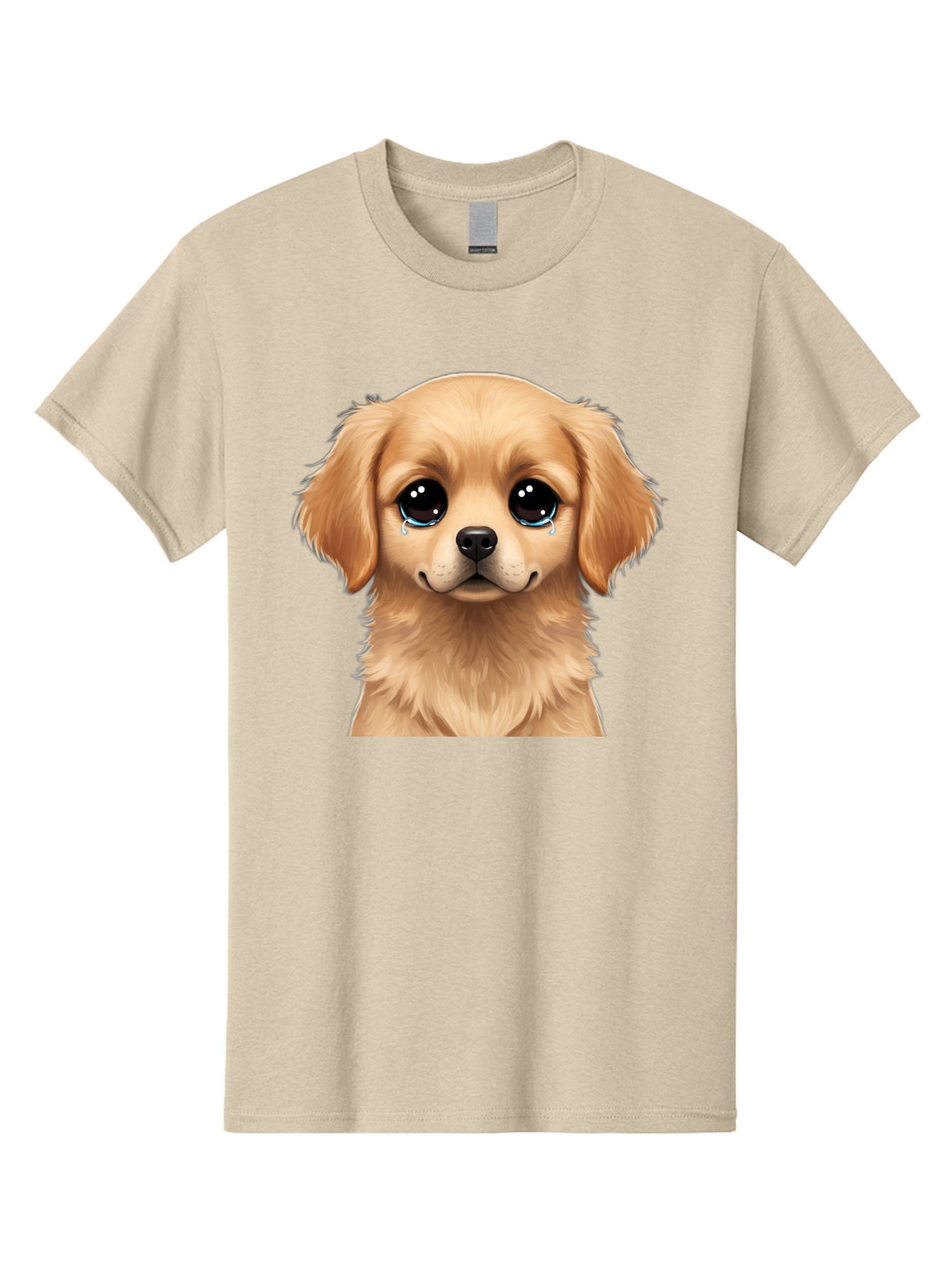 Crying-Puppy Men'S Graphic Tee, 100% Cotton, Comfortable Casual Summer Wear, Machine Washable, Sad Puppy, Crying Dog, Puppy Face, Sad Eyes, Dog Tears, Sorrowful Puppy, Adorable Puppy, Cute Dog, Dog Emotions Bab830
