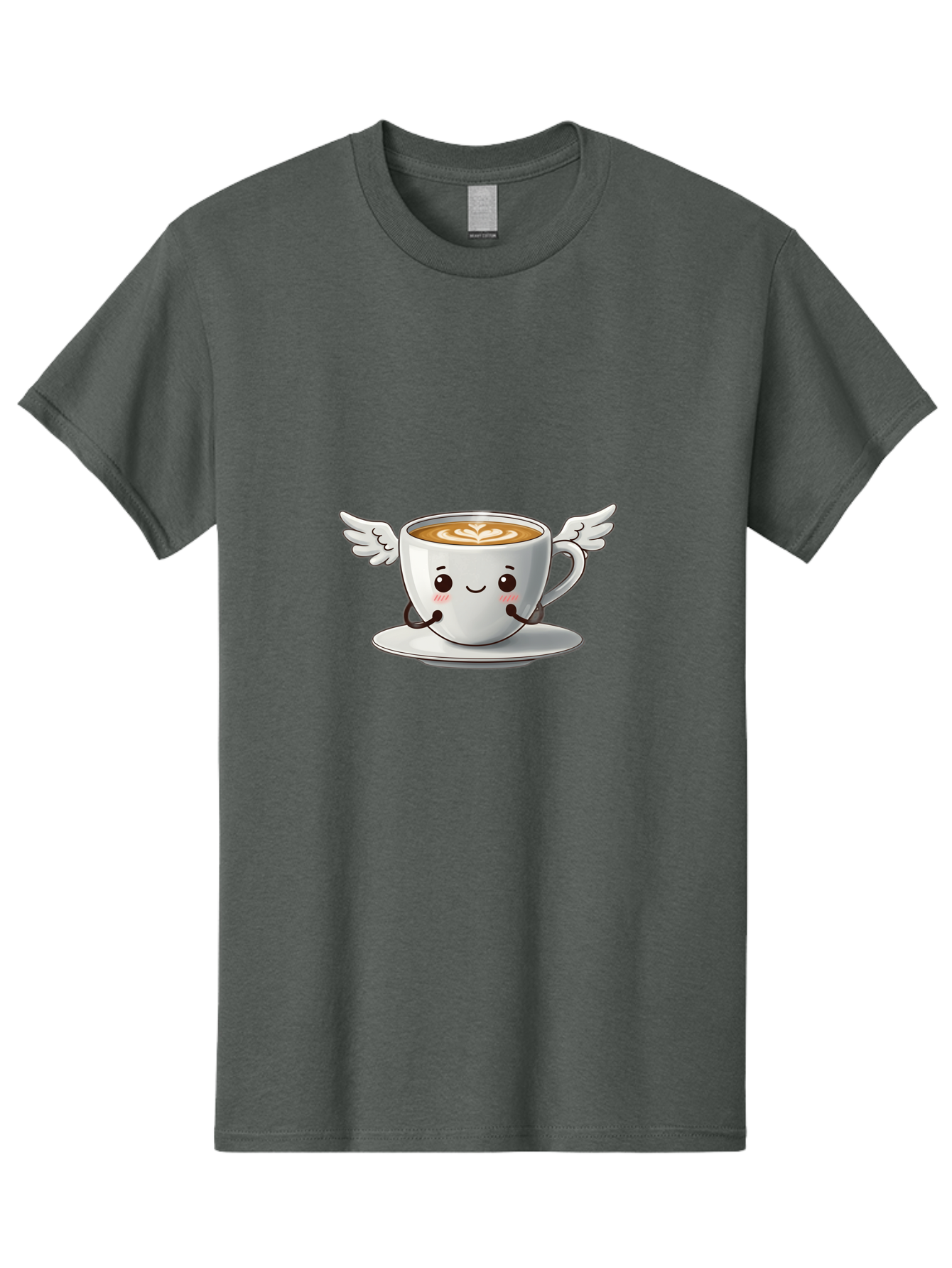Cup-Of-Coffee-3 Men'S Graphic Tee, 100% Cotton, Comfortable Casual Summer Wear, Machine Washable, Cartoon Coffee Cup, Latte Art, Wings On Coffee Cup, Smiling Coffee, Kawaii Coffee, Cute Coffee, Coffee Character, Coffee Art, Happy Coffee Bab835