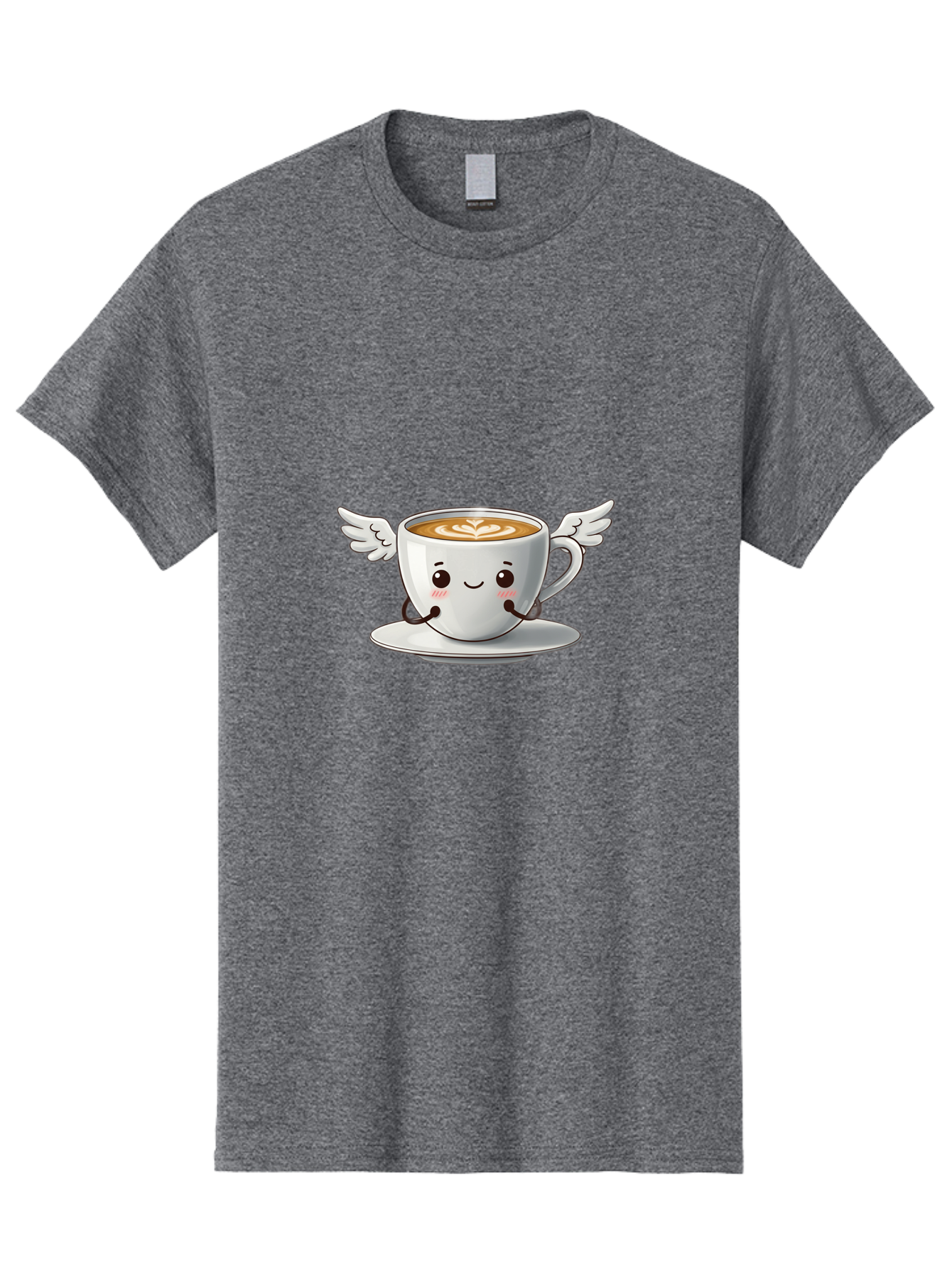 Cup-Of-Coffee-3 Men'S Graphic Tee, 100% Cotton, Comfortable Casual Summer Wear, Machine Washable, Cartoon Coffee Cup, Latte Art, Wings On Coffee Cup, Smiling Coffee, Kawaii Coffee, Cute Coffee, Coffee Character, Coffee Art, Happy Coffee Bab835