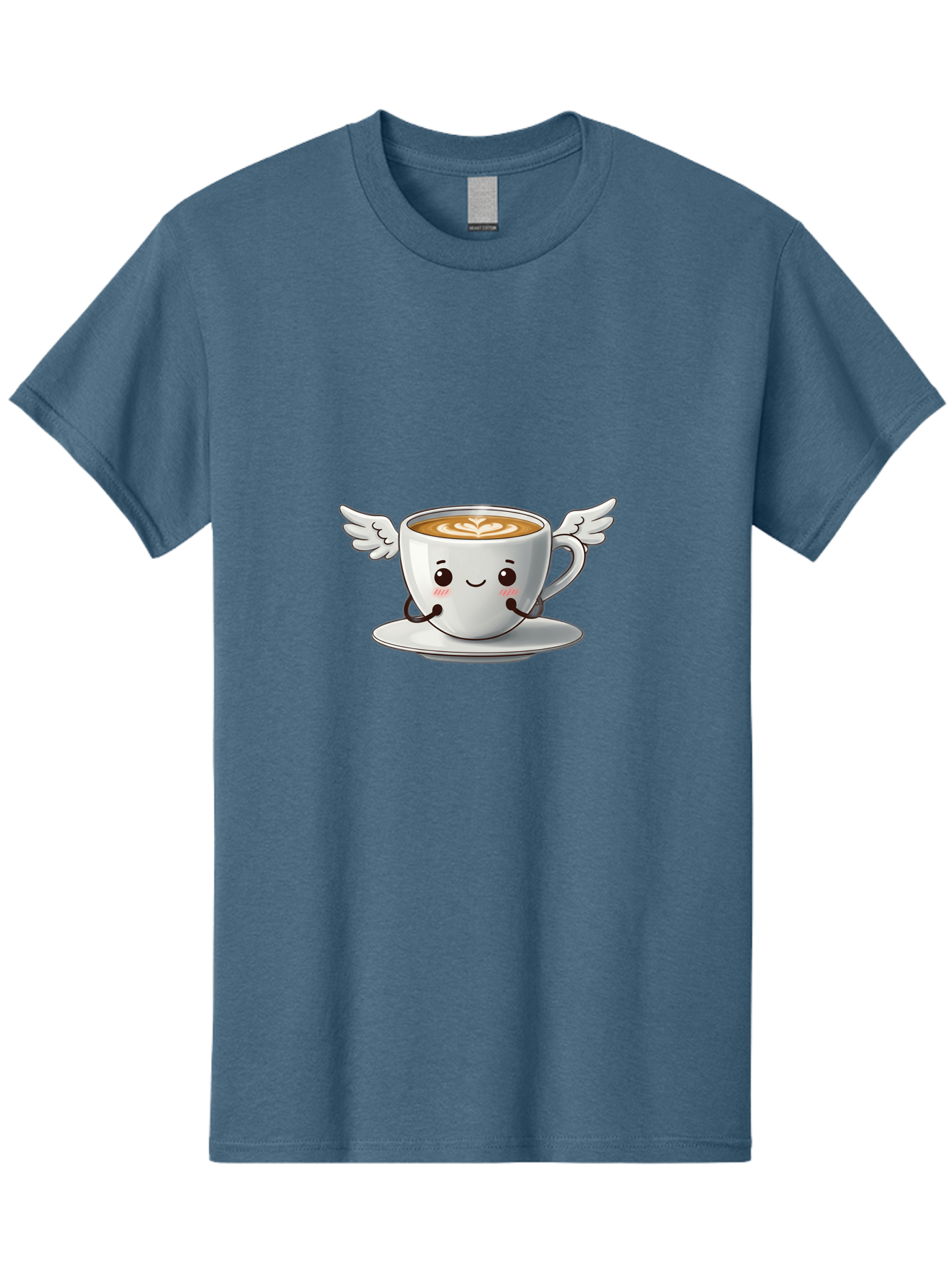 Cup-Of-Coffee-3 Men'S Graphic Tee, 100% Cotton, Comfortable Casual Summer Wear, Machine Washable, Cartoon Coffee Cup, Latte Art, Wings On Coffee Cup, Smiling Coffee, Kawaii Coffee, Cute Coffee, Coffee Character, Coffee Art, Happy Coffee Bab835