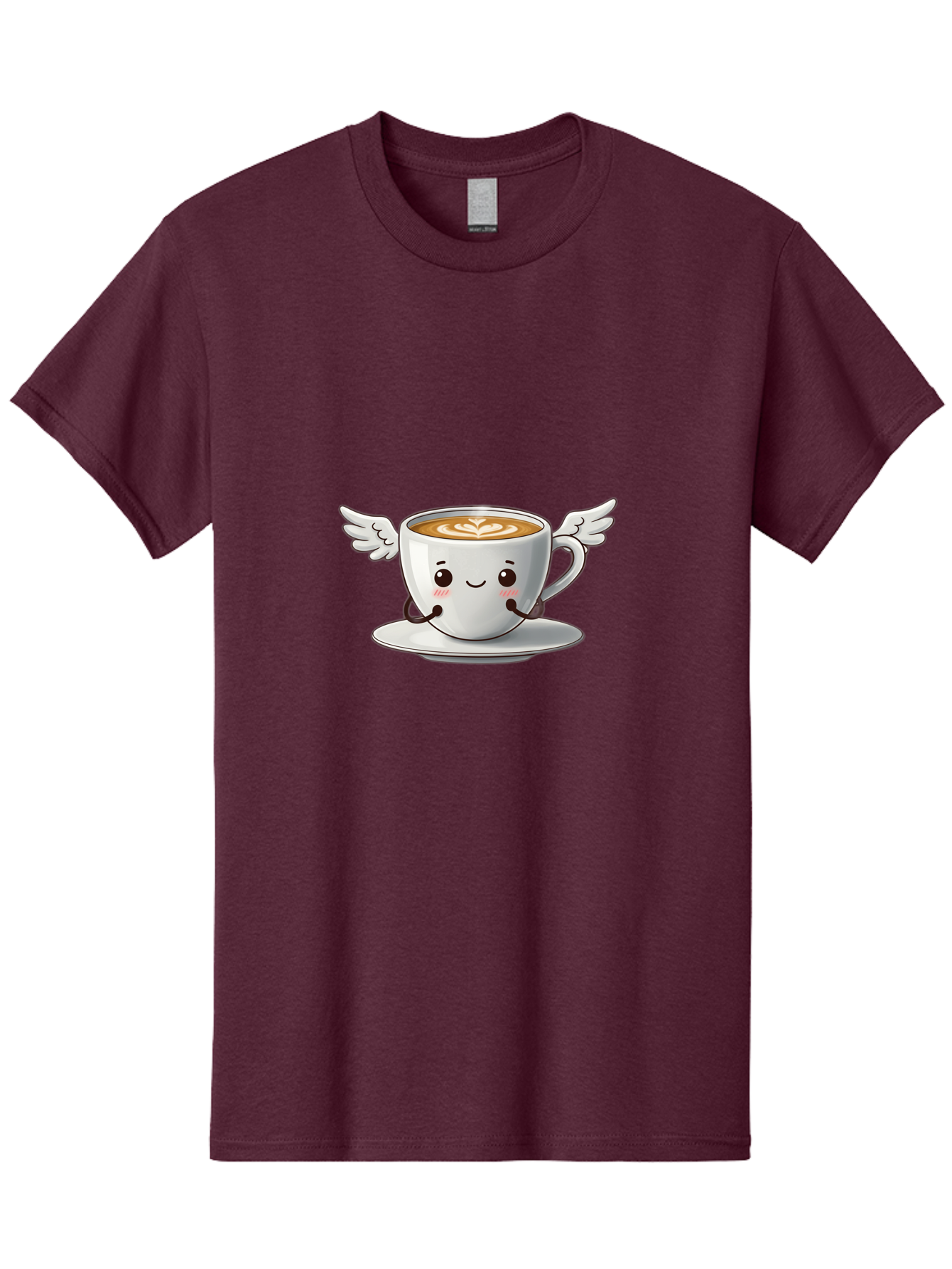 Cup-Of-Coffee-3 Men'S Graphic Tee, 100% Cotton, Comfortable Casual Summer Wear, Machine Washable, Cartoon Coffee Cup, Latte Art, Wings On Coffee Cup, Smiling Coffee, Kawaii Coffee, Cute Coffee, Coffee Character, Coffee Art, Happy Coffee Bab835