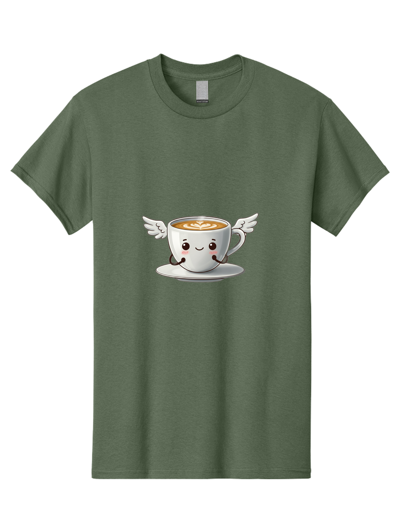 Cup-Of-Coffee-3 Men'S Graphic Tee, 100% Cotton, Comfortable Casual Summer Wear, Machine Washable, Cartoon Coffee Cup, Latte Art, Wings On Coffee Cup, Smiling Coffee, Kawaii Coffee, Cute Coffee, Coffee Character, Coffee Art, Happy Coffee Bab835