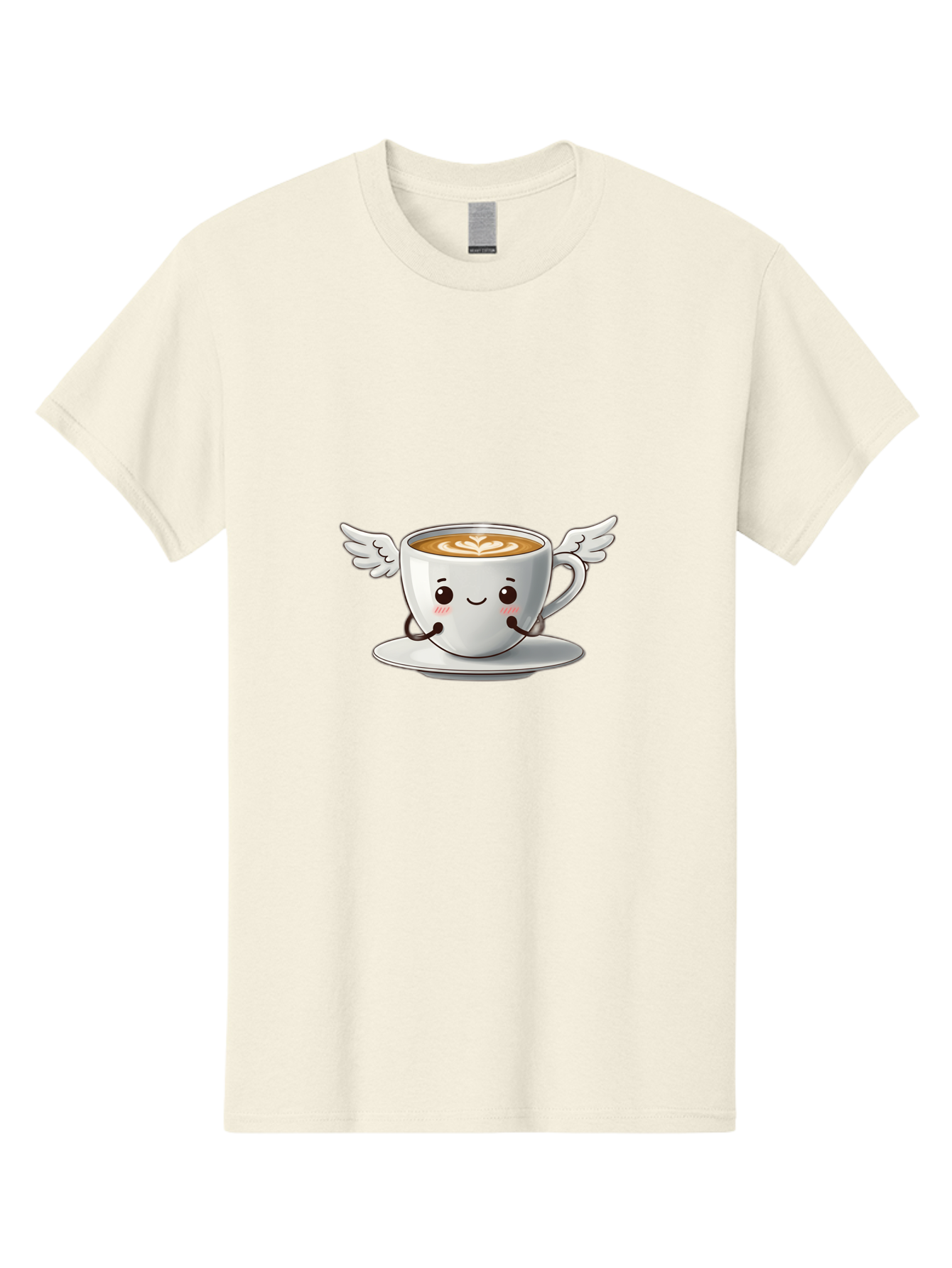 Cup-Of-Coffee-3 Men'S Graphic Tee, 100% Cotton, Comfortable Casual Summer Wear, Machine Washable, Cartoon Coffee Cup, Latte Art, Wings On Coffee Cup, Smiling Coffee, Kawaii Coffee, Cute Coffee, Coffee Character, Coffee Art, Happy Coffee Bab835