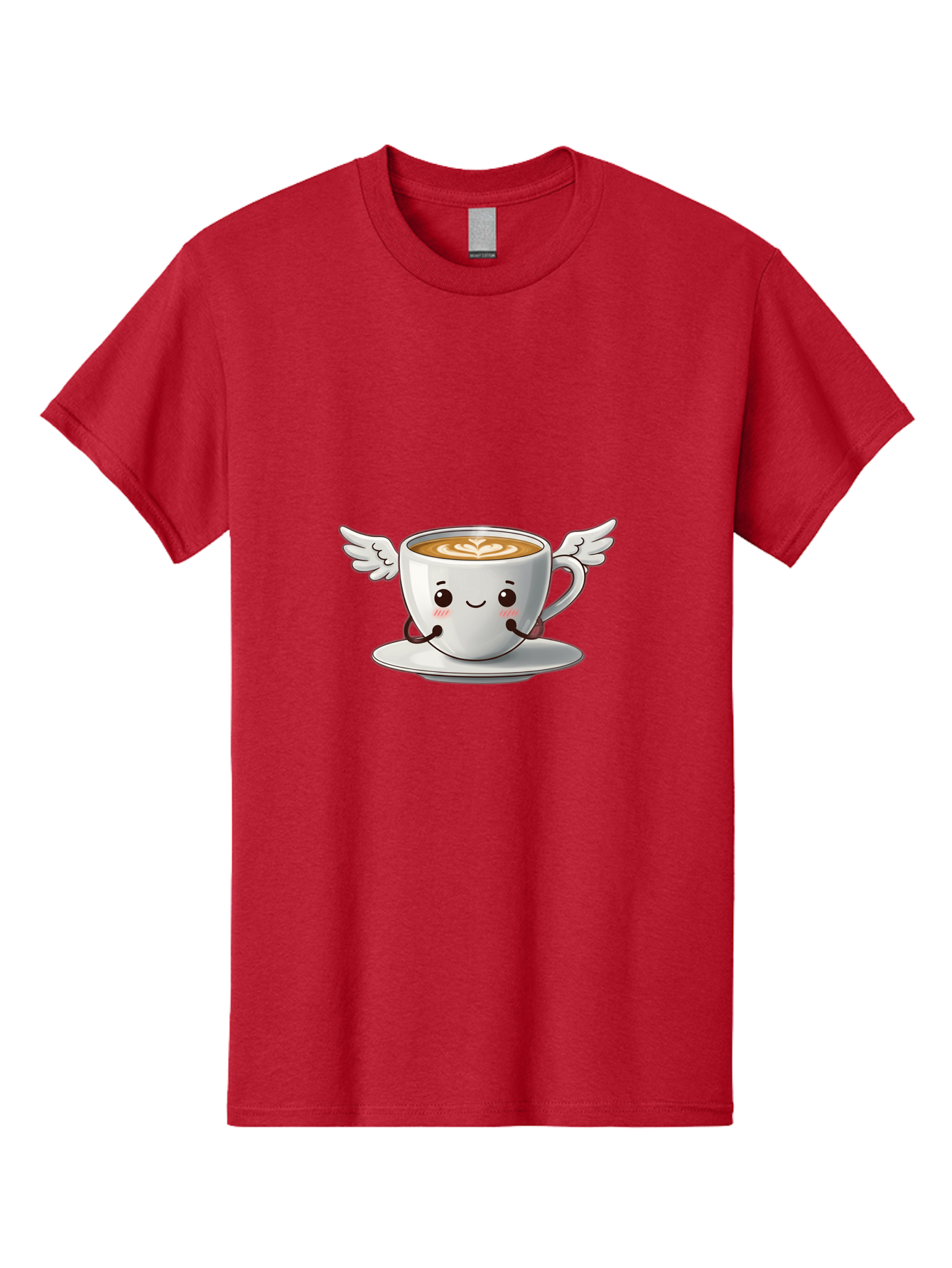 Cup-Of-Coffee-3 Men'S Graphic Tee, 100% Cotton, Comfortable Casual Summer Wear, Machine Washable, Cartoon Coffee Cup, Latte Art, Wings On Coffee Cup, Smiling Coffee, Kawaii Coffee, Cute Coffee, Coffee Character, Coffee Art, Happy Coffee Bab835
