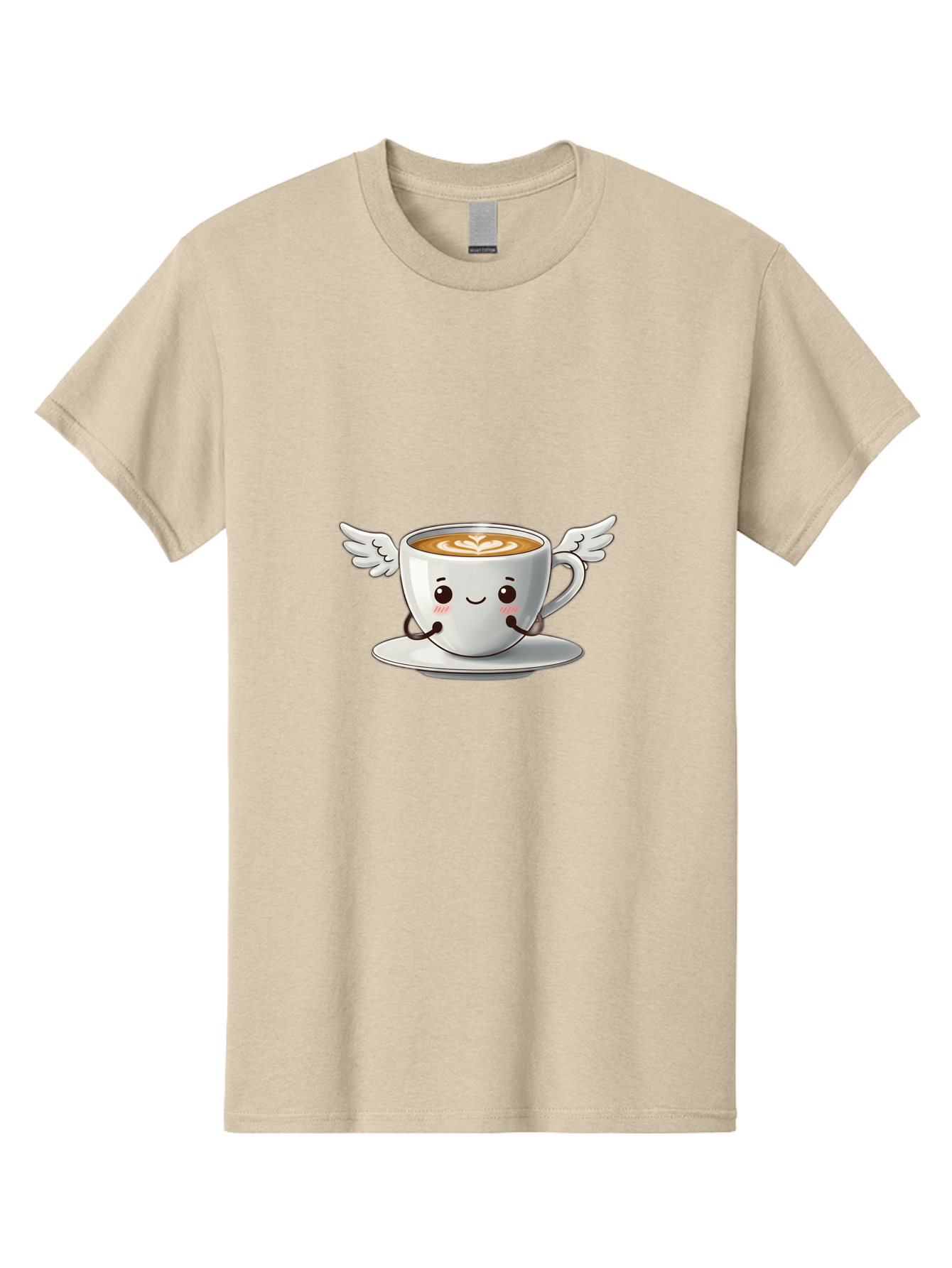 Cup-Of-Coffee-3 Men'S Graphic Tee, 100% Cotton, Comfortable Casual Summer Wear, Machine Washable, Cartoon Coffee Cup, Latte Art, Wings On Coffee Cup, Smiling Coffee, Kawaii Coffee, Cute Coffee, Coffee Character, Coffee Art, Happy Coffee Bab835
