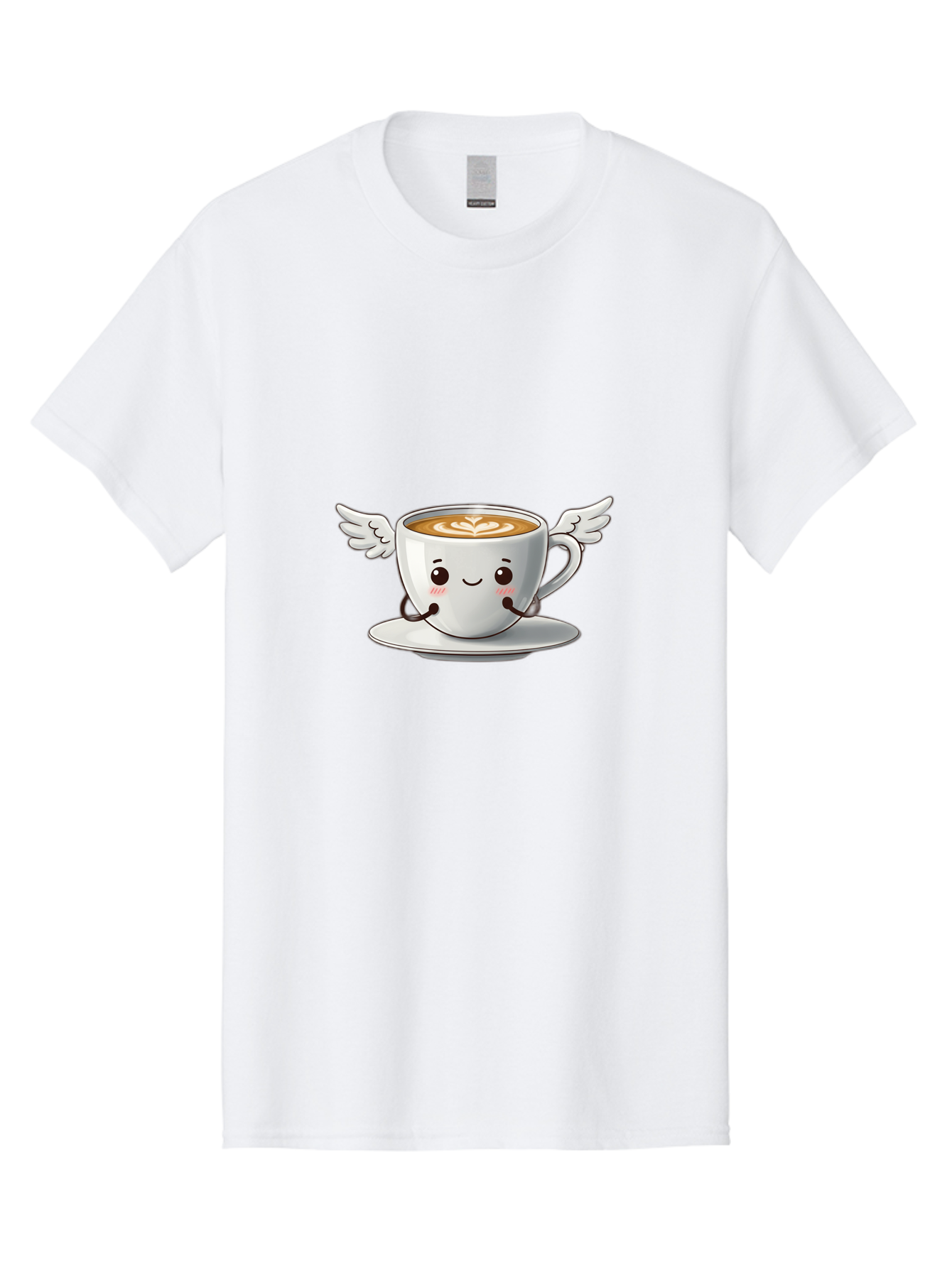 Cup-Of-Coffee-3 Men'S Graphic Tee, 100% Cotton, Comfortable Casual Summer Wear, Machine Washable, Cartoon Coffee Cup, Latte Art, Wings On Coffee Cup, Smiling Coffee, Kawaii Coffee, Cute Coffee, Coffee Character, Coffee Art, Happy Coffee Bab835