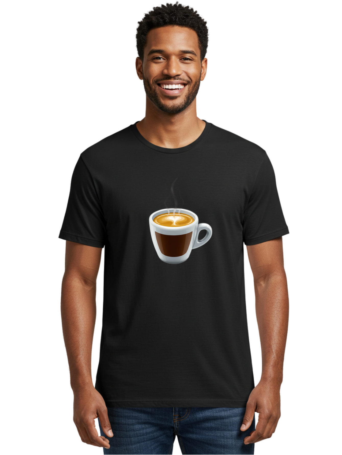 Cup-Of-Coffee-4 Men'S Graphic Tee, 100% Cotton, Comfortable Casual Summer Wear, Machine Washable, Coffee Cup, Espresso, Latte Art, Steaming Hot, Morning Coffee, Caffeine, Coffee Break Bab836