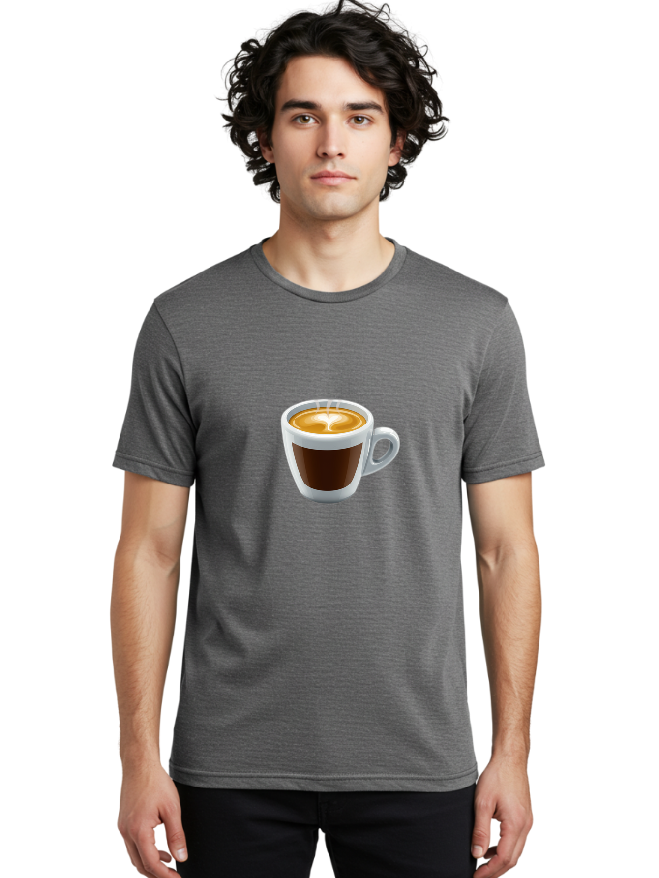 Cup-Of-Coffee-4 Men'S Graphic Tee, 100% Cotton, Comfortable Casual Summer Wear, Machine Washable, Coffee Cup, Espresso, Latte Art, Steaming Hot, Morning Coffee, Caffeine, Coffee Break Bab836