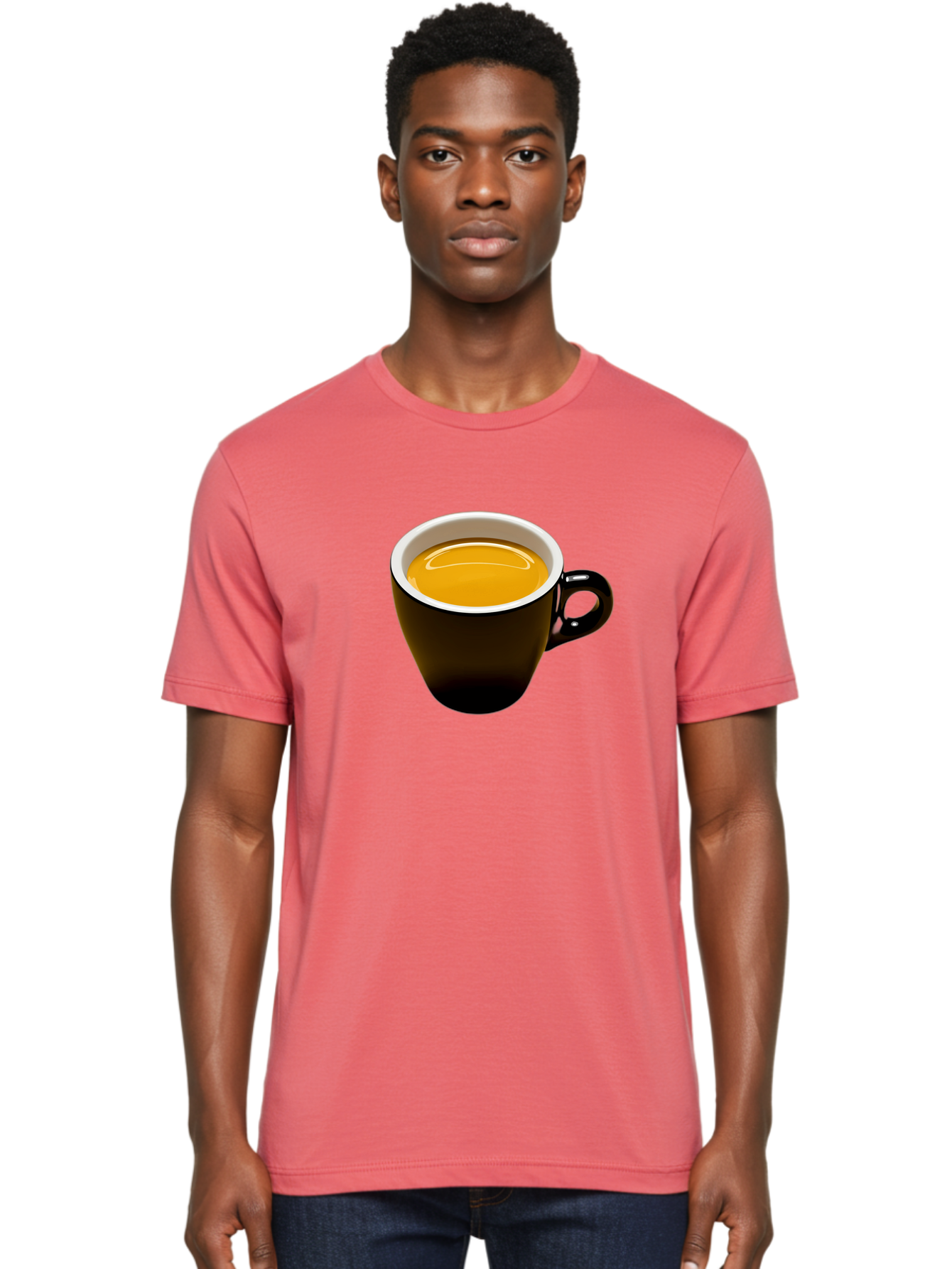 Cup-Of-Tea Men'S Graphic Tee, 100% Cotton, Comfortable Casual Summer Wear, Machine Washable, Black Tea Cup, Yellow Tea, Coffee Mug, Morning Beverage, Relaxing Drink, Cozy Atmosphere, Tea Time, Warm Beverage, Soothing Tea Bab841