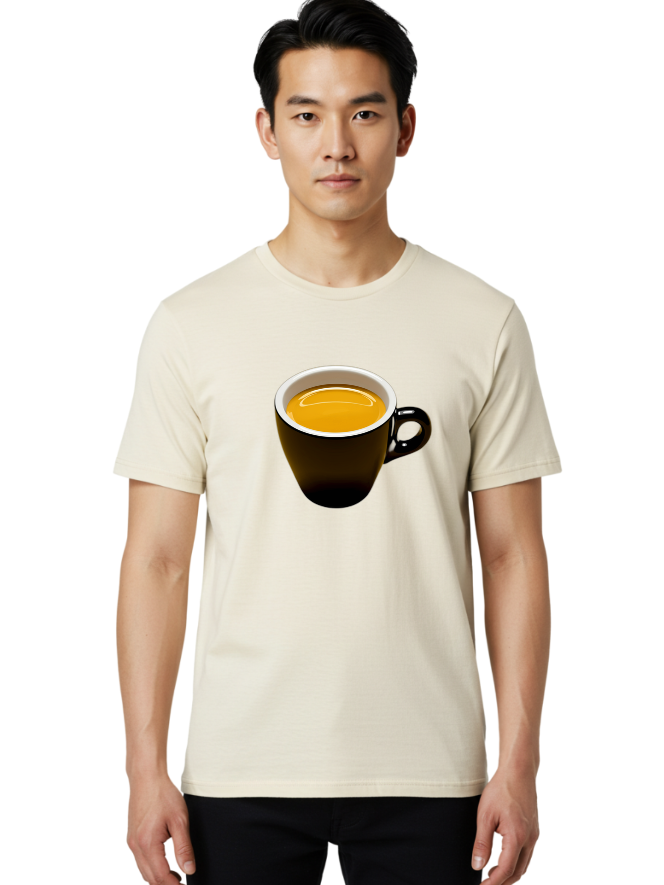 Cup-Of-Tea Men'S Graphic Tee, 100% Cotton, Comfortable Casual Summer Wear, Machine Washable, Black Tea Cup, Yellow Tea, Coffee Mug, Morning Beverage, Relaxing Drink, Cozy Atmosphere, Tea Time, Warm Beverage, Soothing Tea Bab841