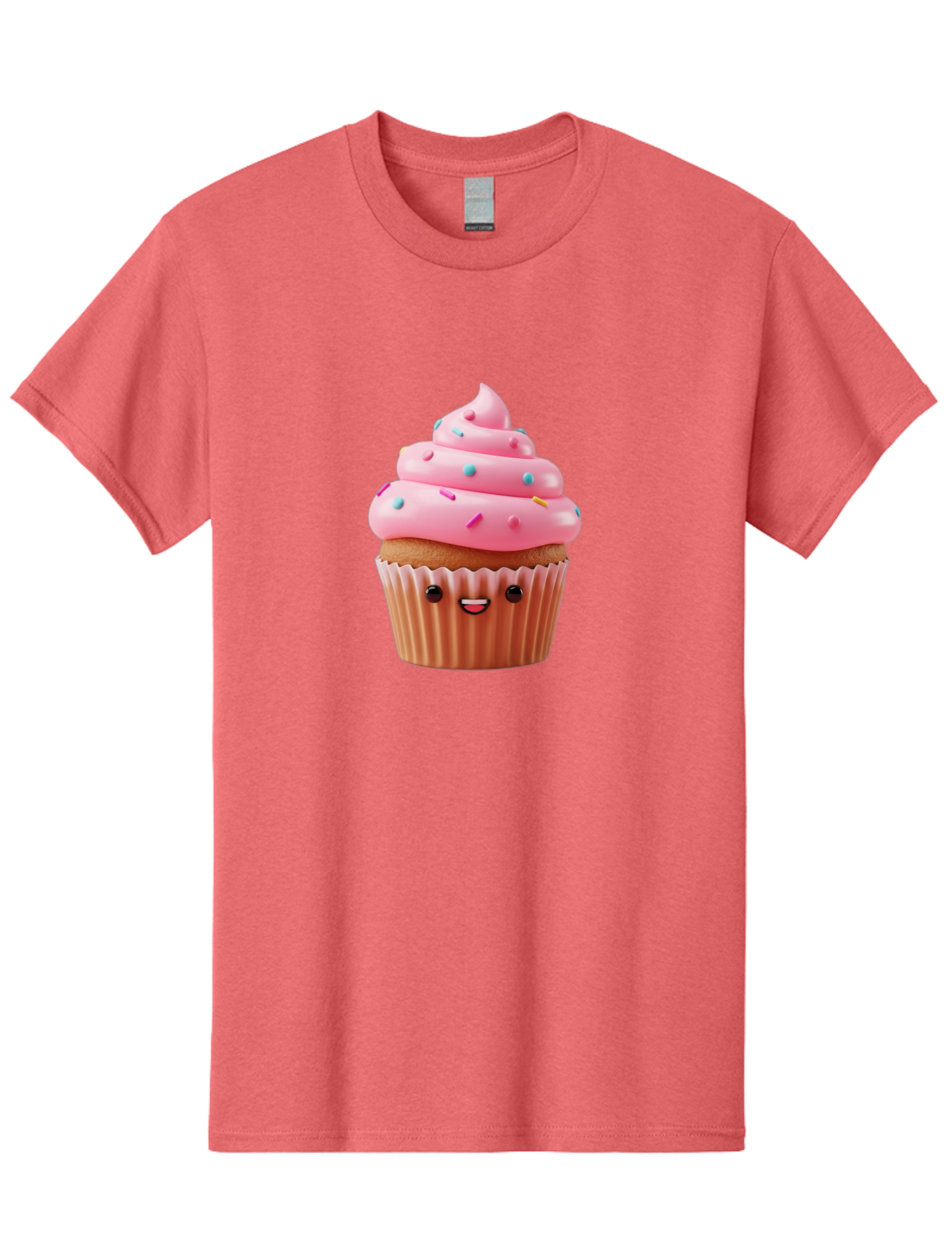 Cupcake Men'S Graphic Tee, 100% Cotton, Comfortable Casual Summer Wear, Machine Washable, Cupcake With Pink Frosting, Sweet Treats, Colorful Sprinkles, Whimsical Design, Happy Face, Dessert Delight, Baked Goods, Cartoon Style Bab843