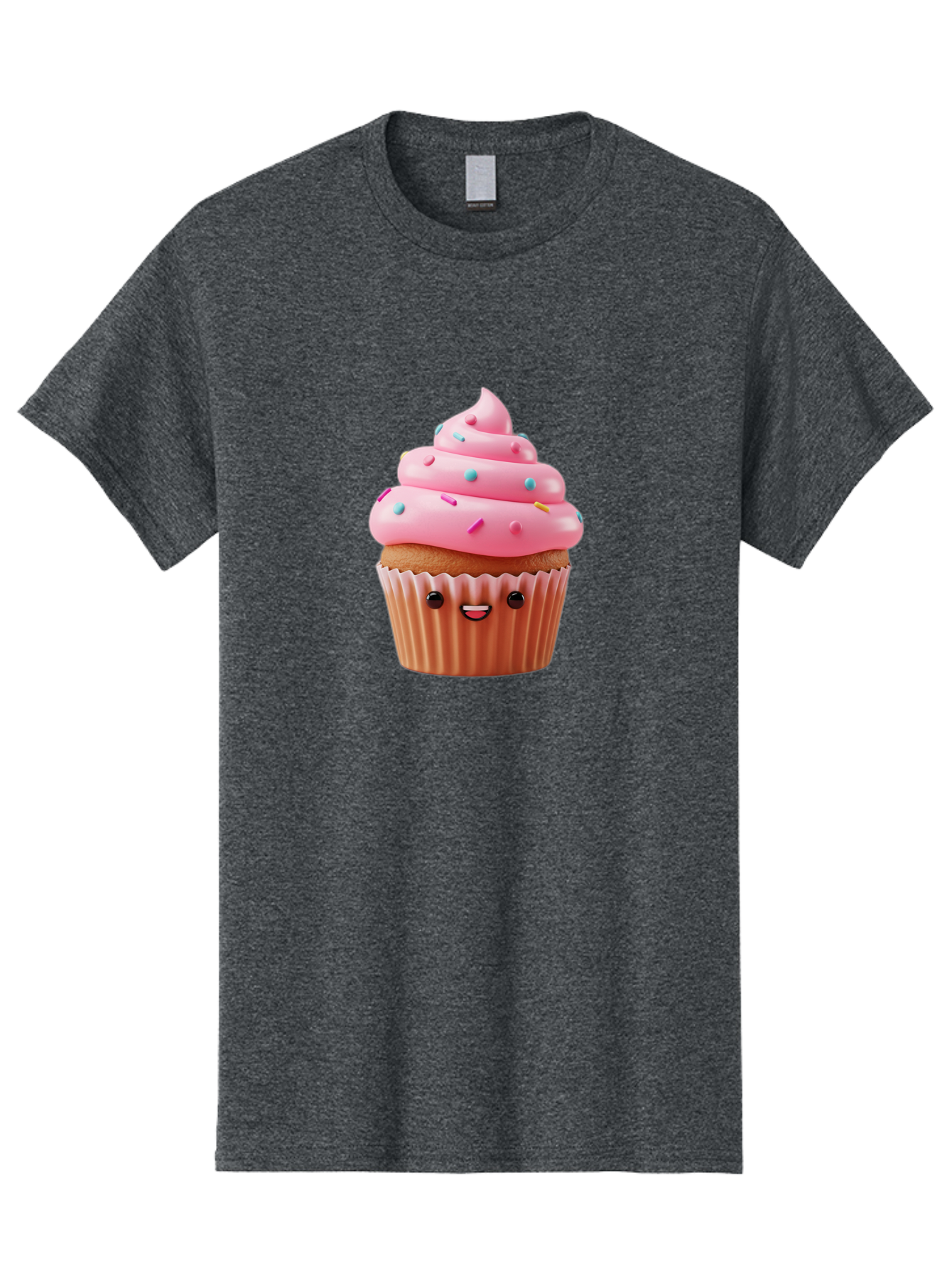 Cupcake Men'S Graphic Tee, 100% Cotton, Comfortable Casual Summer Wear, Machine Washable, Cupcake With Pink Frosting, Sweet Treats, Colorful Sprinkles, Whimsical Design, Happy Face, Dessert Delight, Baked Goods, Cartoon Style Bab843