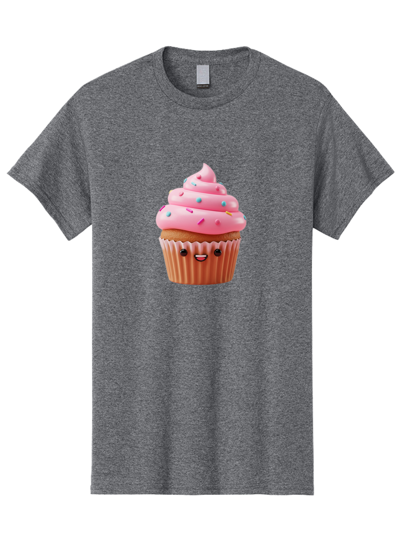 Cupcake Men'S Graphic Tee, 100% Cotton, Comfortable Casual Summer Wear, Machine Washable, Cupcake With Pink Frosting, Sweet Treats, Colorful Sprinkles, Whimsical Design, Happy Face, Dessert Delight, Baked Goods, Cartoon Style Bab843