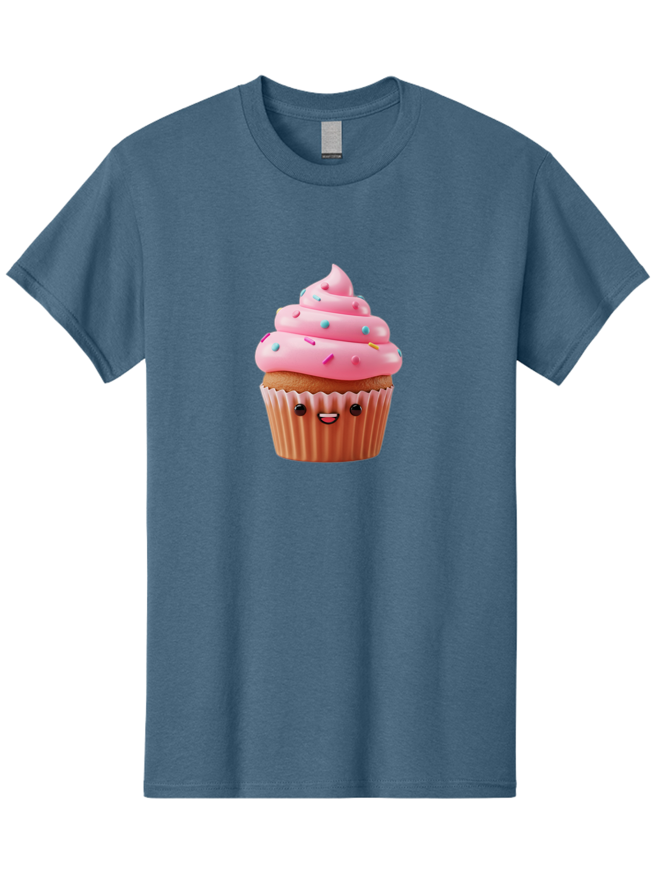 Cupcake Men'S Graphic Tee, 100% Cotton, Comfortable Casual Summer Wear, Machine Washable, Cupcake With Pink Frosting, Sweet Treats, Colorful Sprinkles, Whimsical Design, Happy Face, Dessert Delight, Baked Goods, Cartoon Style Bab843