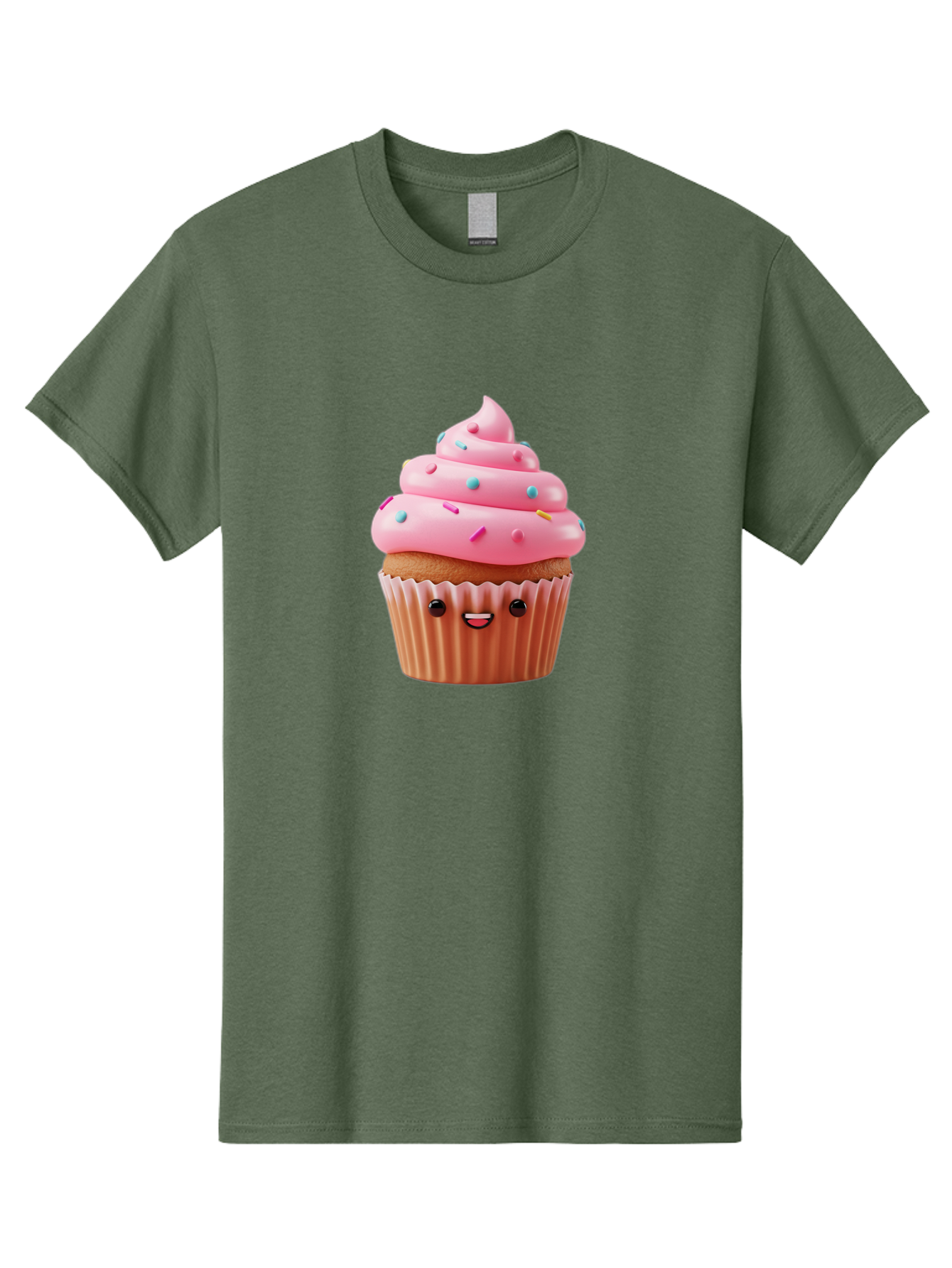 Cupcake Men'S Graphic Tee, 100% Cotton, Comfortable Casual Summer Wear, Machine Washable, Cupcake With Pink Frosting, Sweet Treats, Colorful Sprinkles, Whimsical Design, Happy Face, Dessert Delight, Baked Goods, Cartoon Style Bab843