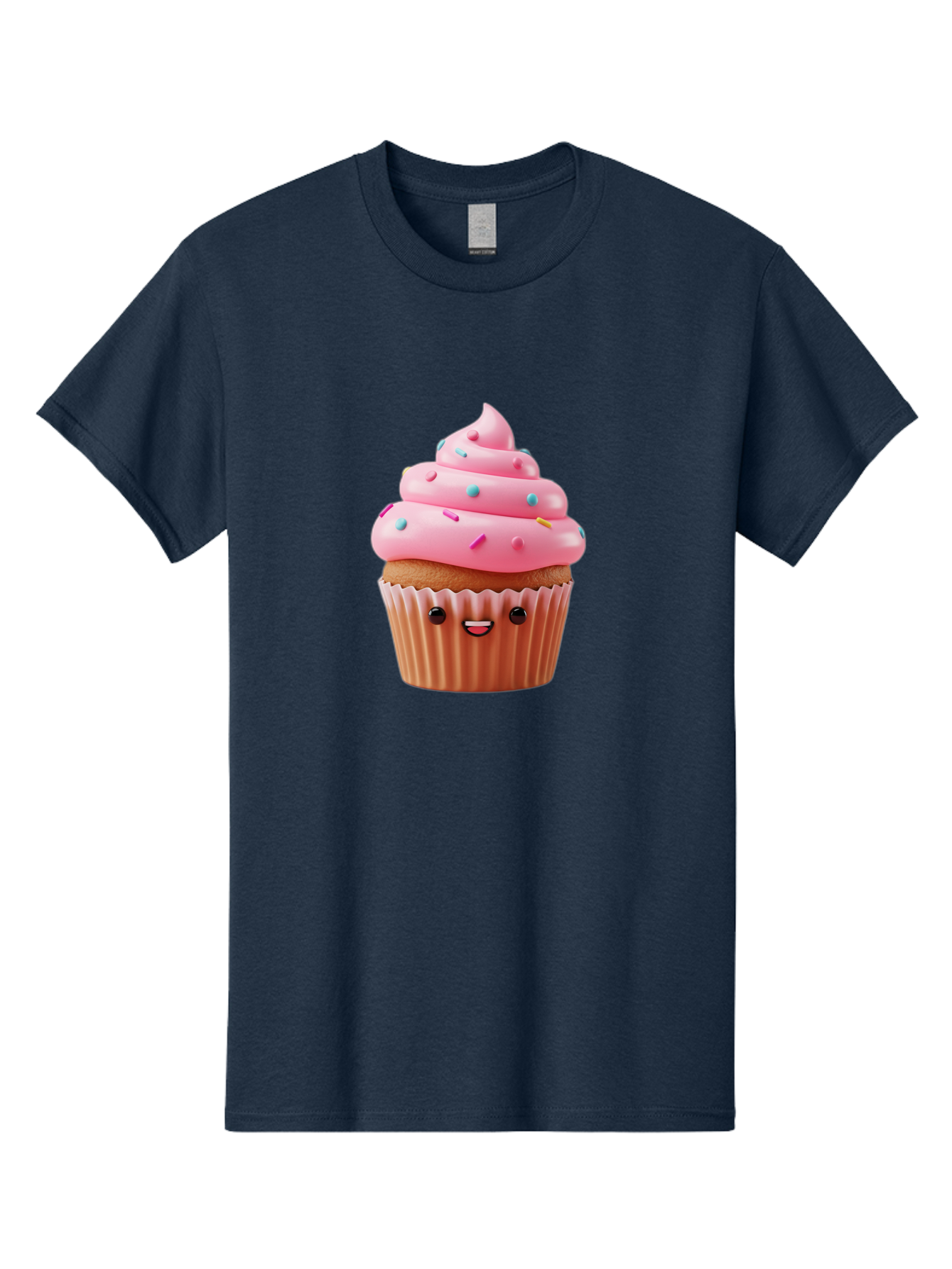 Cupcake Men'S Graphic Tee, 100% Cotton, Comfortable Casual Summer Wear, Machine Washable, Cupcake With Pink Frosting, Sweet Treats, Colorful Sprinkles, Whimsical Design, Happy Face, Dessert Delight, Baked Goods, Cartoon Style Bab843