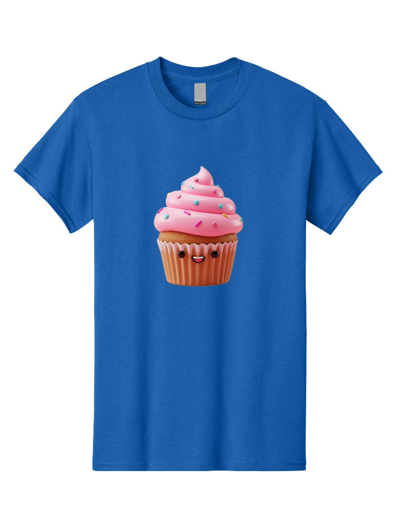 Cupcake Men'S Graphic Tee, 100% Cotton, Comfortable Casual Summer Wear, Machine Washable, Cupcake With Pink Frosting, Sweet Treats, Colorful Sprinkles, Whimsical Design, Happy Face, Dessert Delight, Baked Goods, Cartoon Style Bab843