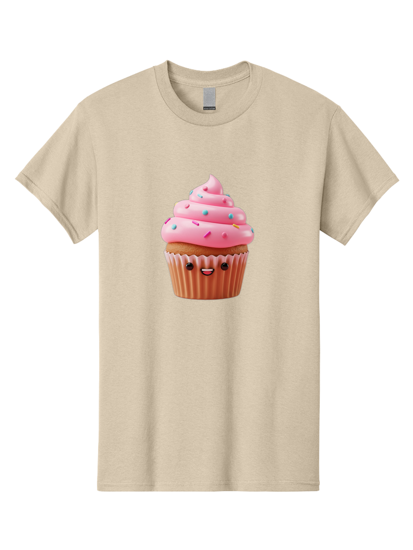 Cupcake Men'S Graphic Tee, 100% Cotton, Comfortable Casual Summer Wear, Machine Washable, Cupcake With Pink Frosting, Sweet Treats, Colorful Sprinkles, Whimsical Design, Happy Face, Dessert Delight, Baked Goods, Cartoon Style Bab843