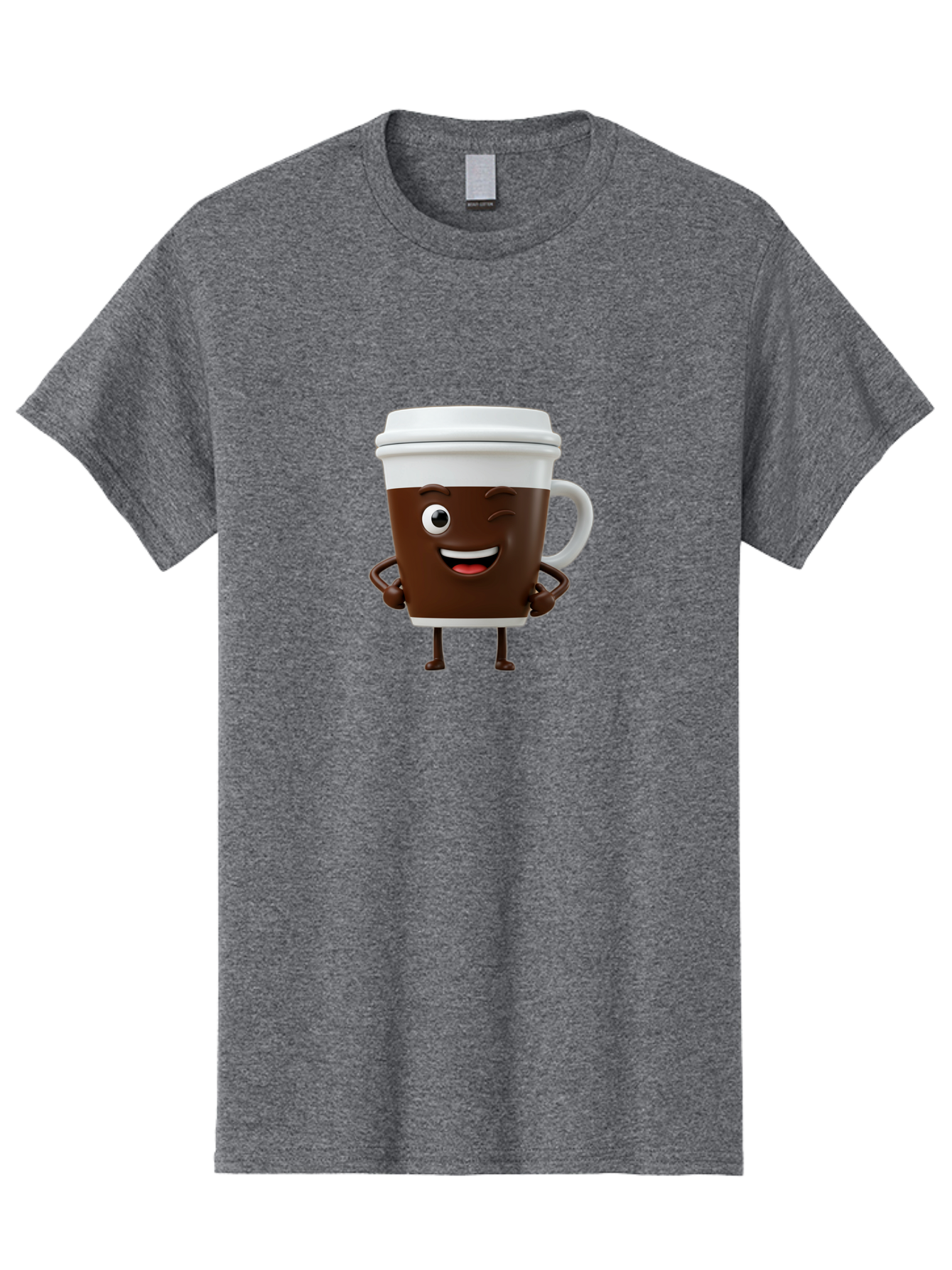Cyclops-Coffee Men'S Graphic Tee, 100% Cotton, Comfortable Casual Summer Wear, Machine Washable, Cartoon Coffee Cup, Happy Expression, Coffee Culture, Morning Pick-Me-Up, Beverage Character, Funny Face, Playful Design, Coffee Lover, To-Go Cup Bab849