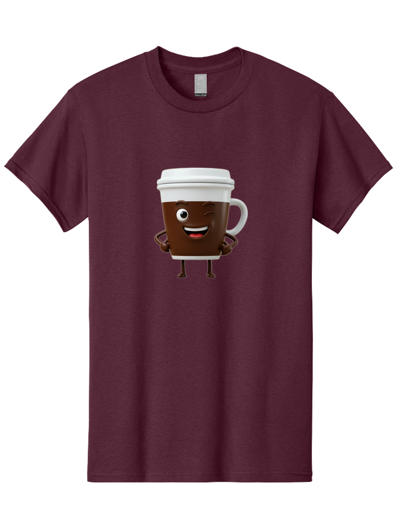 Cyclops-Coffee Men'S Graphic Tee, 100% Cotton, Comfortable Casual Summer Wear, Machine Washable, Cartoon Coffee Cup, Happy Expression, Coffee Culture, Morning Pick-Me-Up, Beverage Character, Funny Face, Playful Design, Coffee Lover, To-Go Cup Bab849