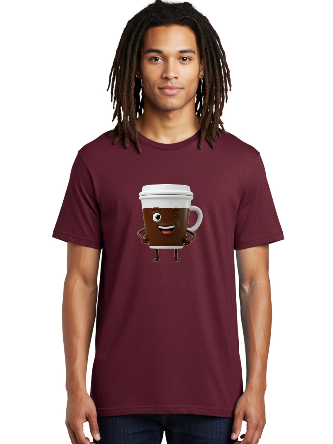 Cyclops-Coffee Men'S Graphic Tee, 100% Cotton, Comfortable Casual Summer Wear, Machine Washable, Cartoon Coffee Cup, Happy Expression, Coffee Culture, Morning Pick-Me-Up, Beverage Character, Funny Face, Playful Design, Coffee Lover, To-Go Cup Bab849