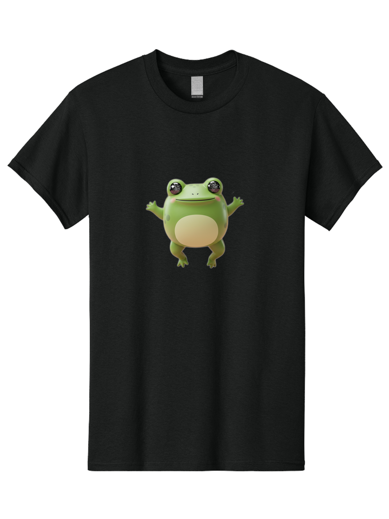 Dancing-Frog Men'S Graphic Tee, 100% Cotton, Comfortable Casual Summer Wear, Machine Washable, Cartoon Frog, Green Frog, 3D Illustration, Funny Animal, Happy Expression, Dancing Pose, Cute Creature, Playful Character, Amphibian, Bab851