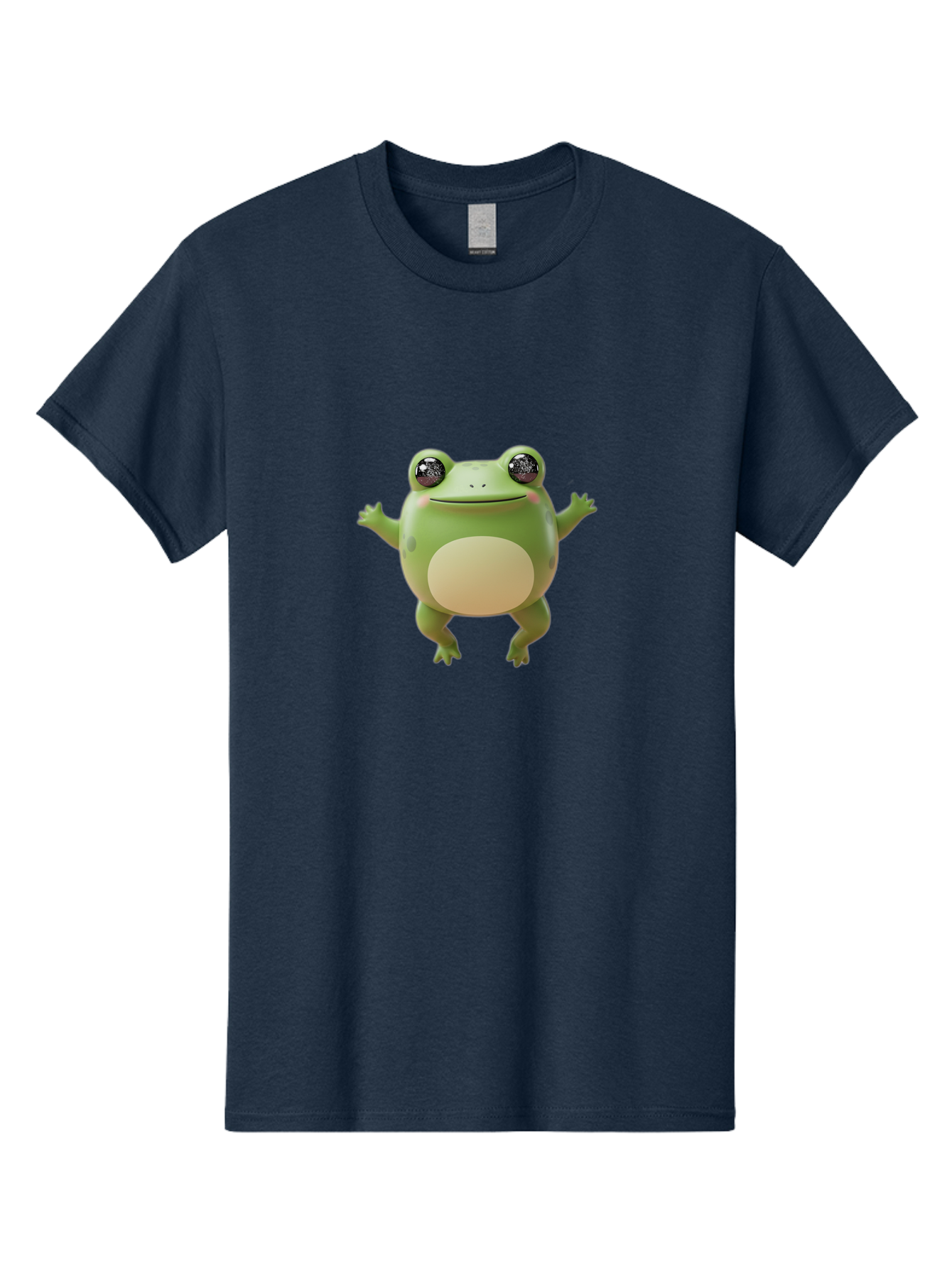 Dancing-Frog Men'S Graphic Tee, 100% Cotton, Comfortable Casual Summer Wear, Machine Washable, Cartoon Frog, Green Frog, 3D Illustration, Funny Animal, Happy Expression, Dancing Pose, Cute Creature, Playful Character, Amphibian, Bab851