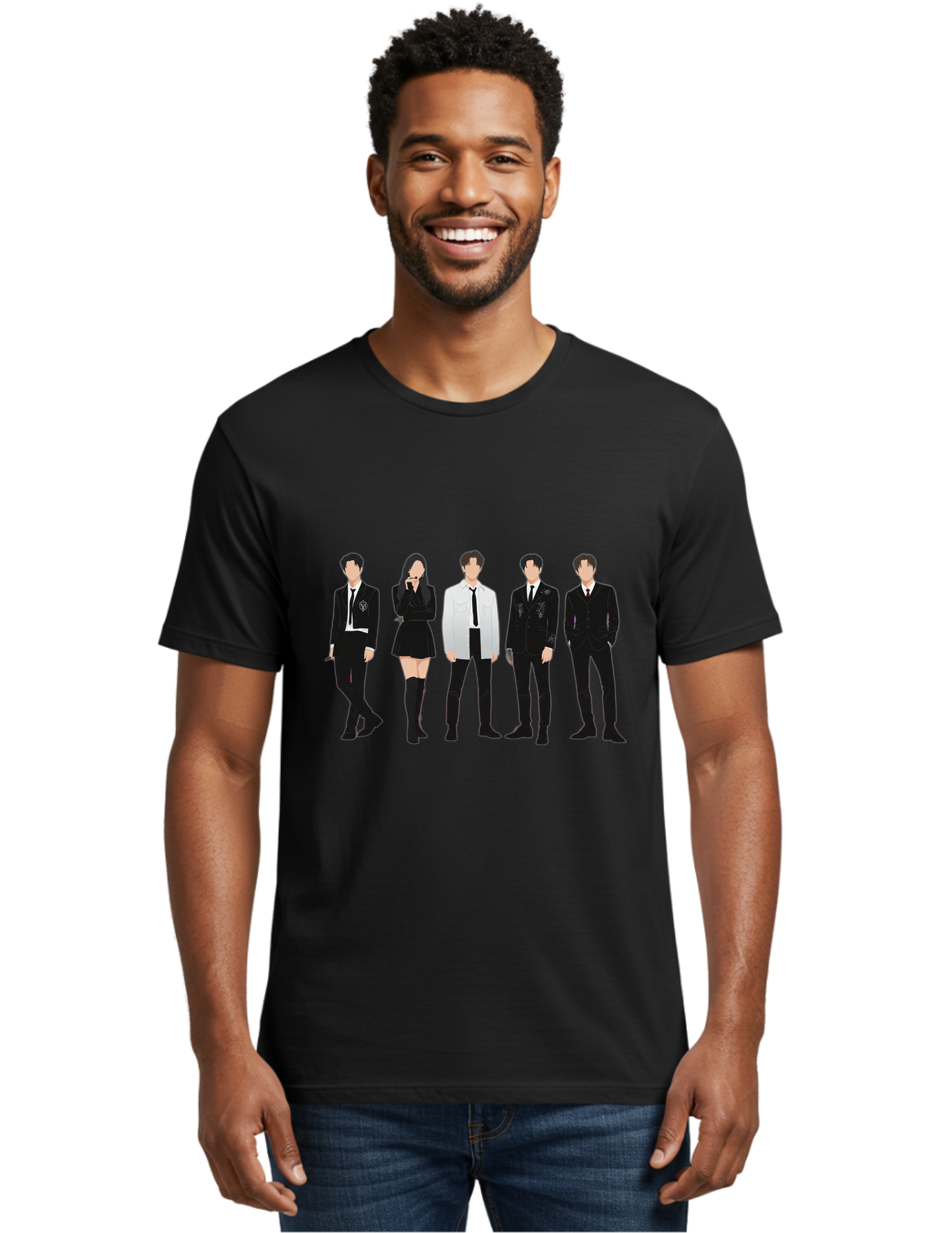 Day6 Men'S Graphic Tee, 100% Cotton, Comfortable Casual Summer Wear, Machine Washable, K-Pop Band, Day6, Male And Female Artists, Black Formal Wear, White Shirts, Black Ties, Fashion Illustration, Trendy Outfits, K-Pop Group Bab853