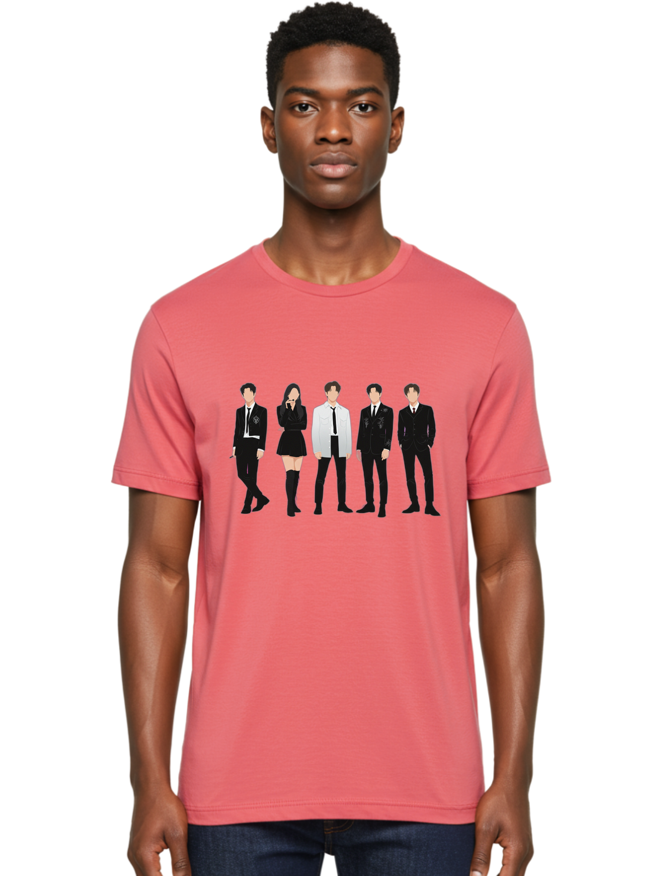 Day6 Men'S Graphic Tee, 100% Cotton, Comfortable Casual Summer Wear, Machine Washable, K-Pop Band, Day6, Male And Female Artists, Black Formal Wear, White Shirts, Black Ties, Fashion Illustration, Trendy Outfits, K-Pop Group Bab853