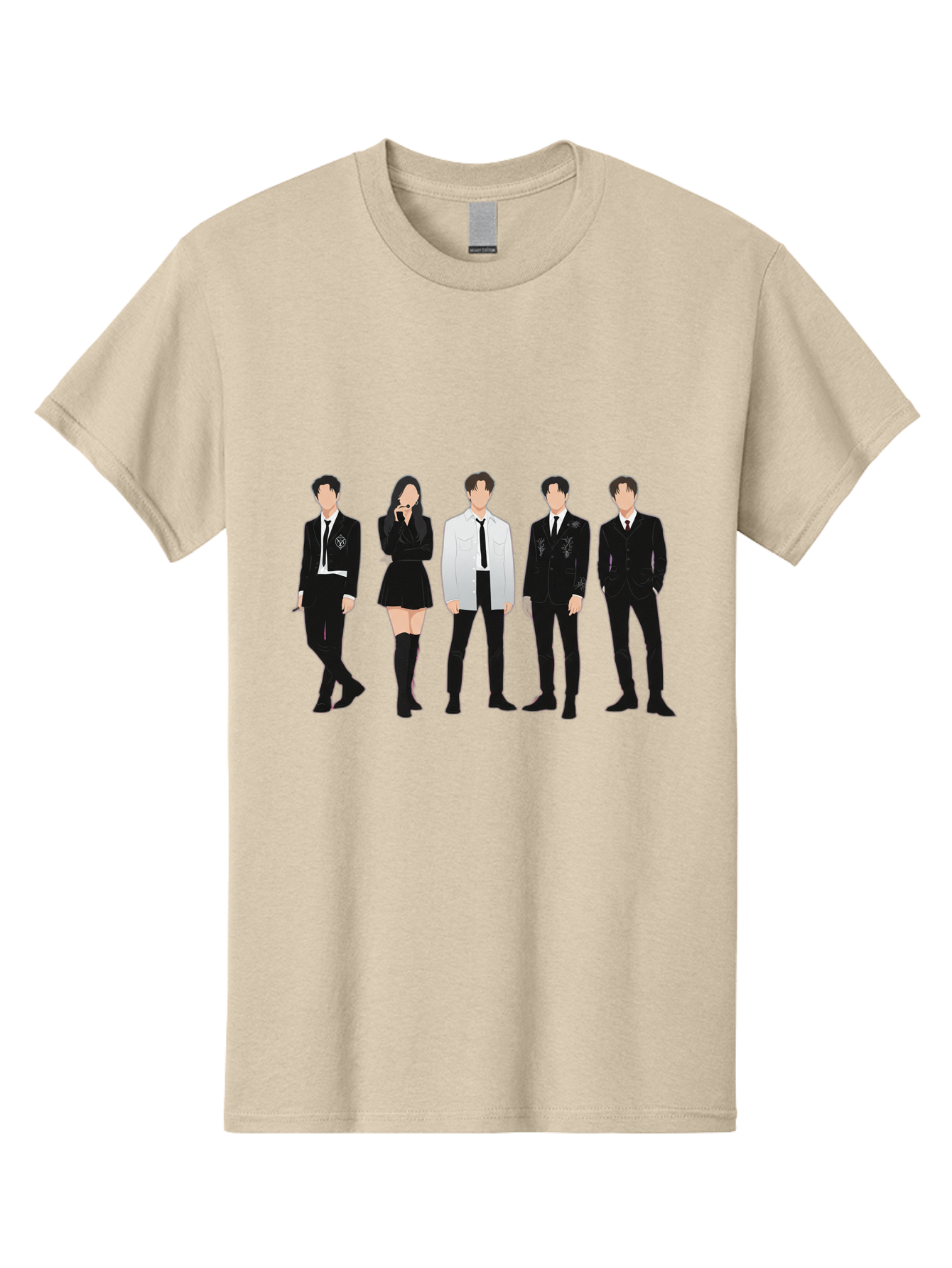 Day6 Men'S Graphic Tee, 100% Cotton, Comfortable Casual Summer Wear, Machine Washable, K-Pop Band, Day6, Male And Female Artists, Black Formal Wear, White Shirts, Black Ties, Fashion Illustration, Trendy Outfits, K-Pop Group Bab853
