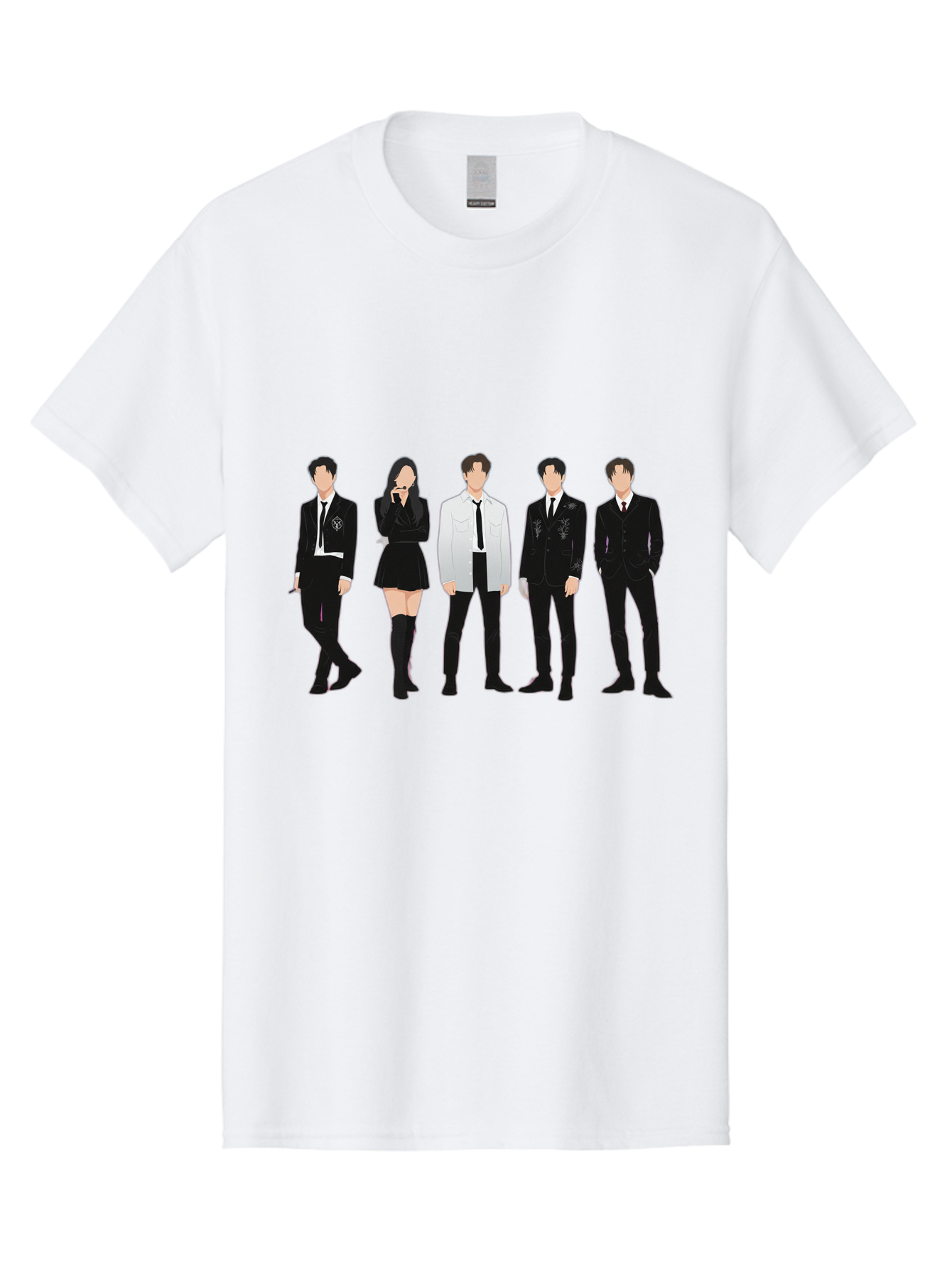 Day6 Men'S Graphic Tee, 100% Cotton, Comfortable Casual Summer Wear, Machine Washable, K-Pop Band, Day6, Male And Female Artists, Black Formal Wear, White Shirts, Black Ties, Fashion Illustration, Trendy Outfits, K-Pop Group Bab853