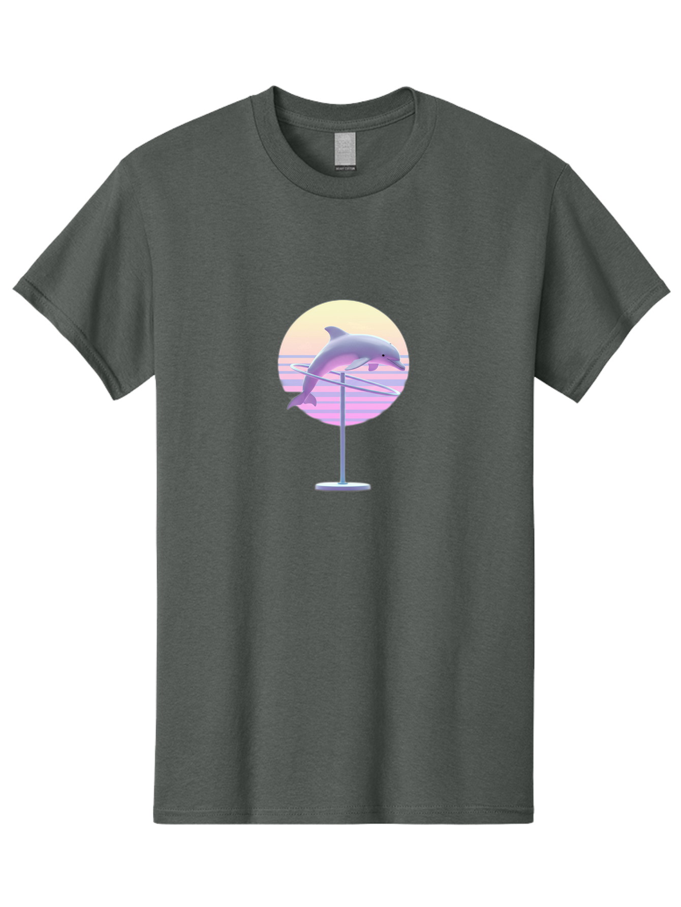 Dolphin-Spin-Art Men'S Graphic Tee, 100% Cotton, Comfortable Casual Summer Wear, Machine Washable, Dolphin Leaping, Ocean Scenery, Pastel Colors, Abstract Art, Surrealism, 3D Illustration, Creative Design, Modern Artwork, Minimalist Style, Bab866