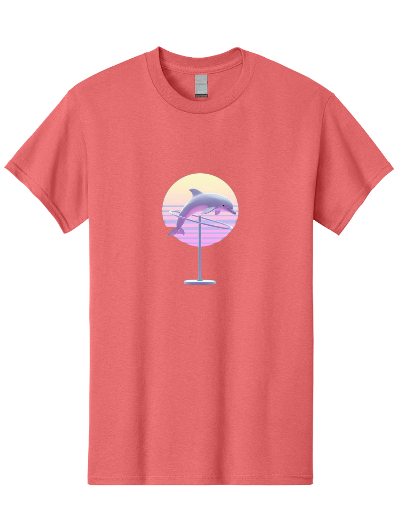 Dolphin-Spin-Art Men'S Graphic Tee, 100% Cotton, Comfortable Casual Summer Wear, Machine Washable, Dolphin Leaping, Ocean Scenery, Pastel Colors, Abstract Art, Surrealism, 3D Illustration, Creative Design, Modern Artwork, Minimalist Style, Bab866