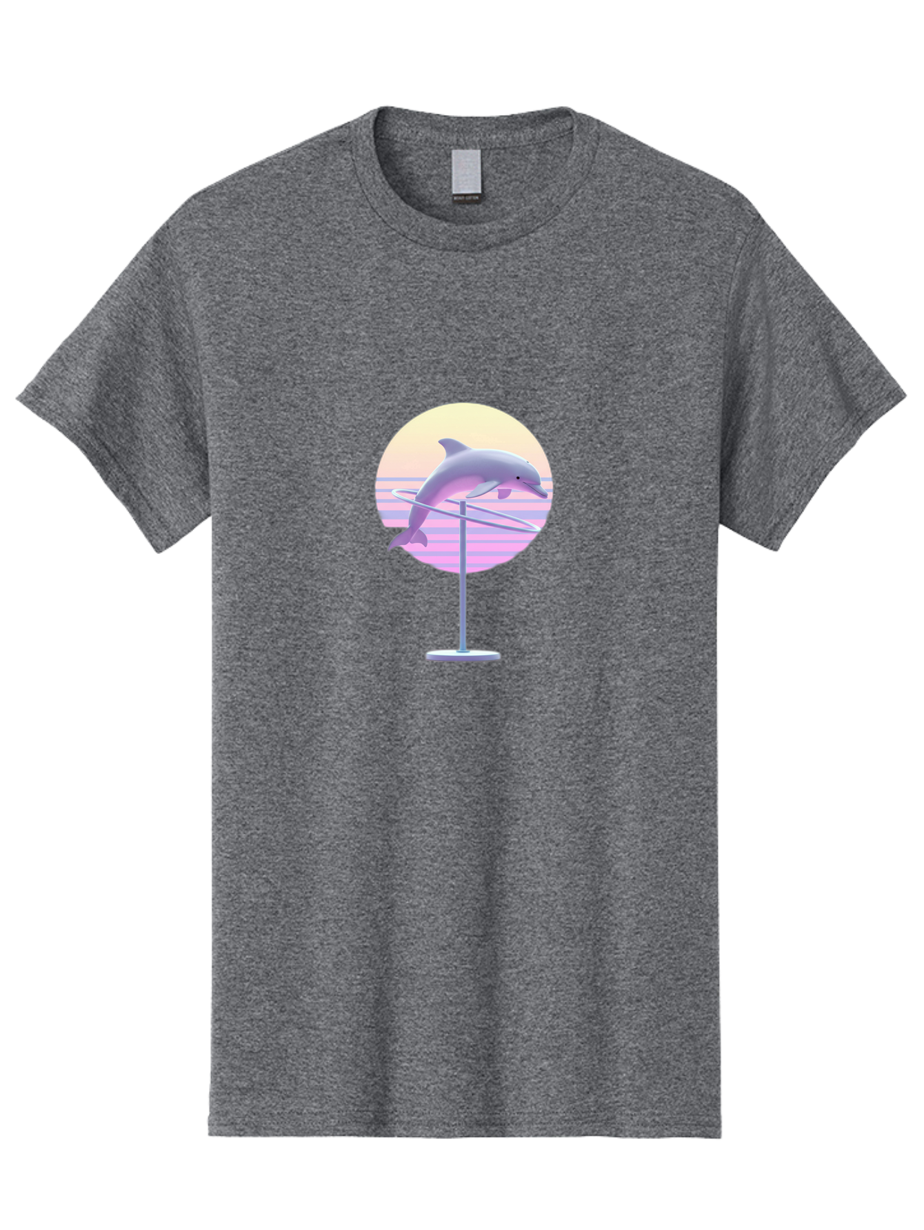 Dolphin-Spin-Art Men'S Graphic Tee, 100% Cotton, Comfortable Casual Summer Wear, Machine Washable, Dolphin Leaping, Ocean Scenery, Pastel Colors, Abstract Art, Surrealism, 3D Illustration, Creative Design, Modern Artwork, Minimalist Style, Bab866
