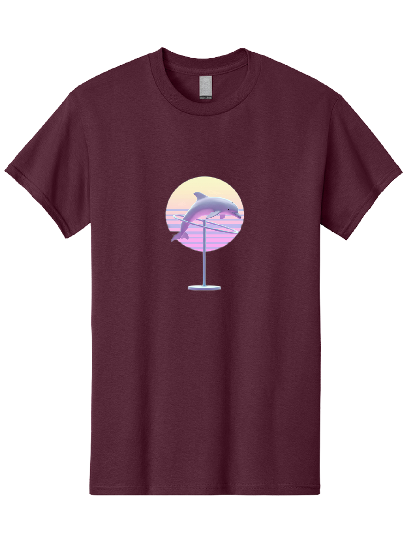 Dolphin-Spin-Art Men'S Graphic Tee, 100% Cotton, Comfortable Casual Summer Wear, Machine Washable, Dolphin Leaping, Ocean Scenery, Pastel Colors, Abstract Art, Surrealism, 3D Illustration, Creative Design, Modern Artwork, Minimalist Style, Bab866