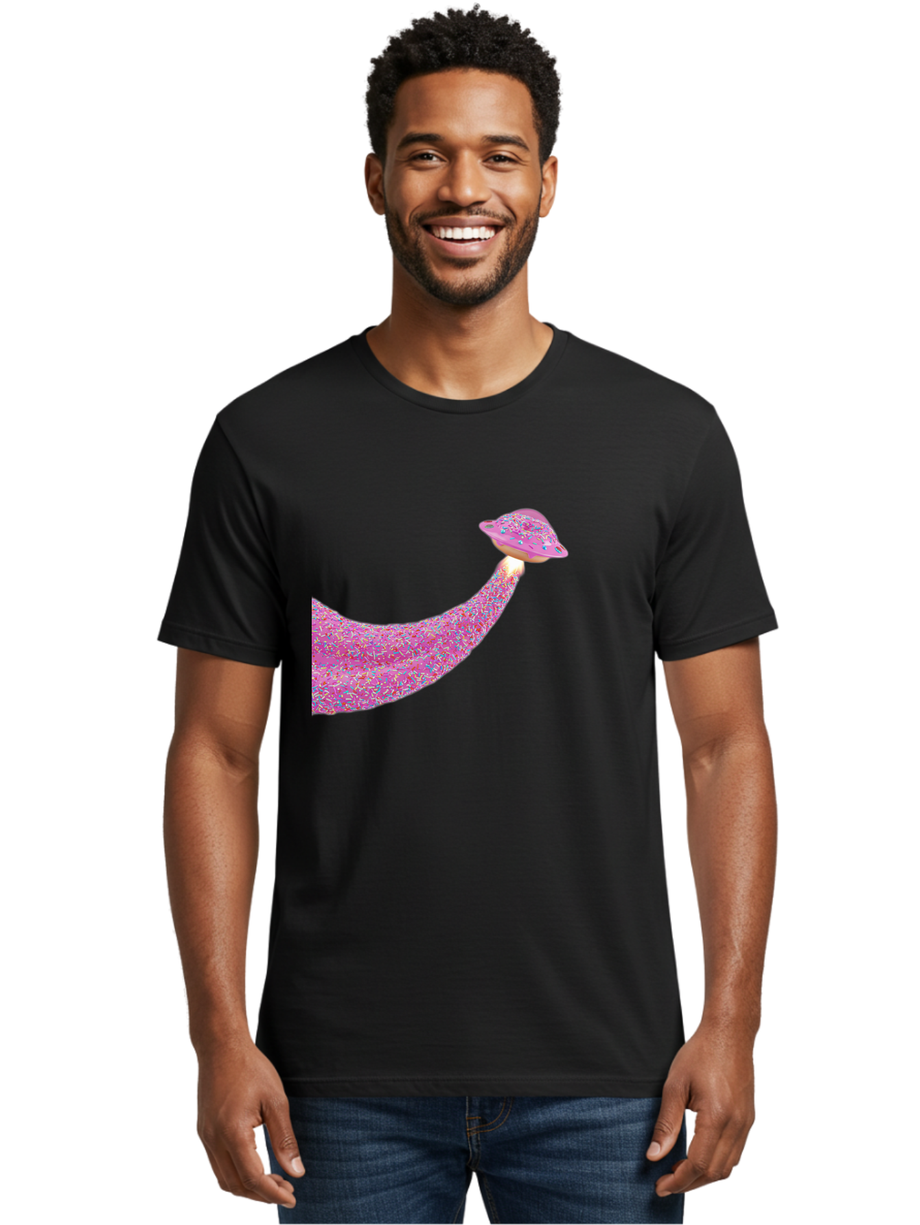 Donut-Banana Men'S Graphic Tee, 100% Cotton, Comfortable Casual Summer Wear, Machine Washable, Donut Topped Banana, Sprinkles On Banana, Sweet Treats, Colorful Dessert, Whimsical Design, Fun Illustration, Pastel Colors, Playful Art, Bab867