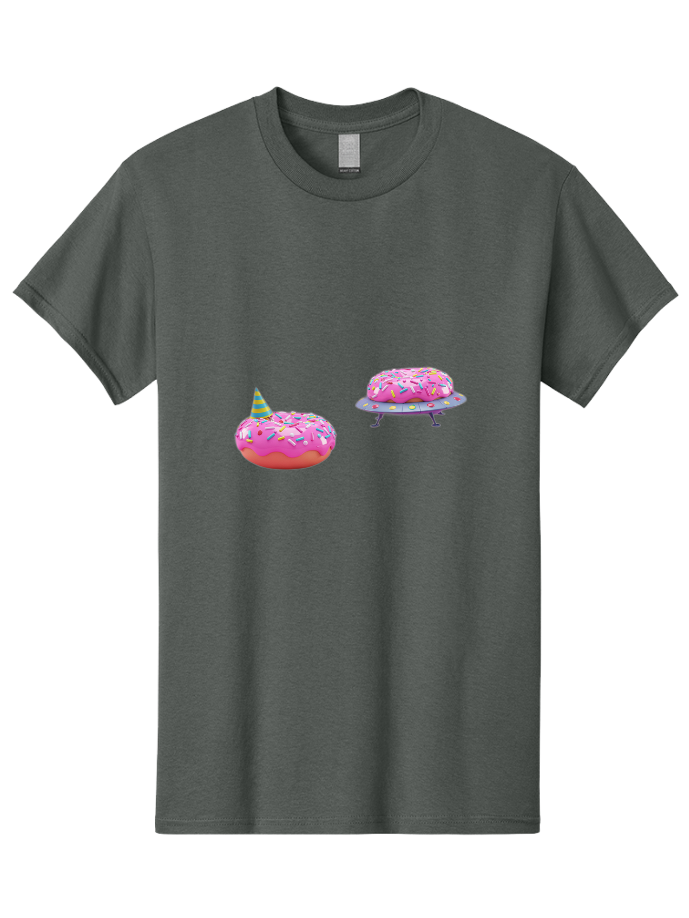 Donut-Party Men'S Graphic Tee, 100% Cotton, Comfortable Casual Summer Wear, Machine Washable, Pink Donut Inflatables, Donut Shaped Pool Floats, Colorful Sprinkles, Party Hat, Whimsical Decor, Fun Accessories, Retro Style, Summer Vibes Bab869