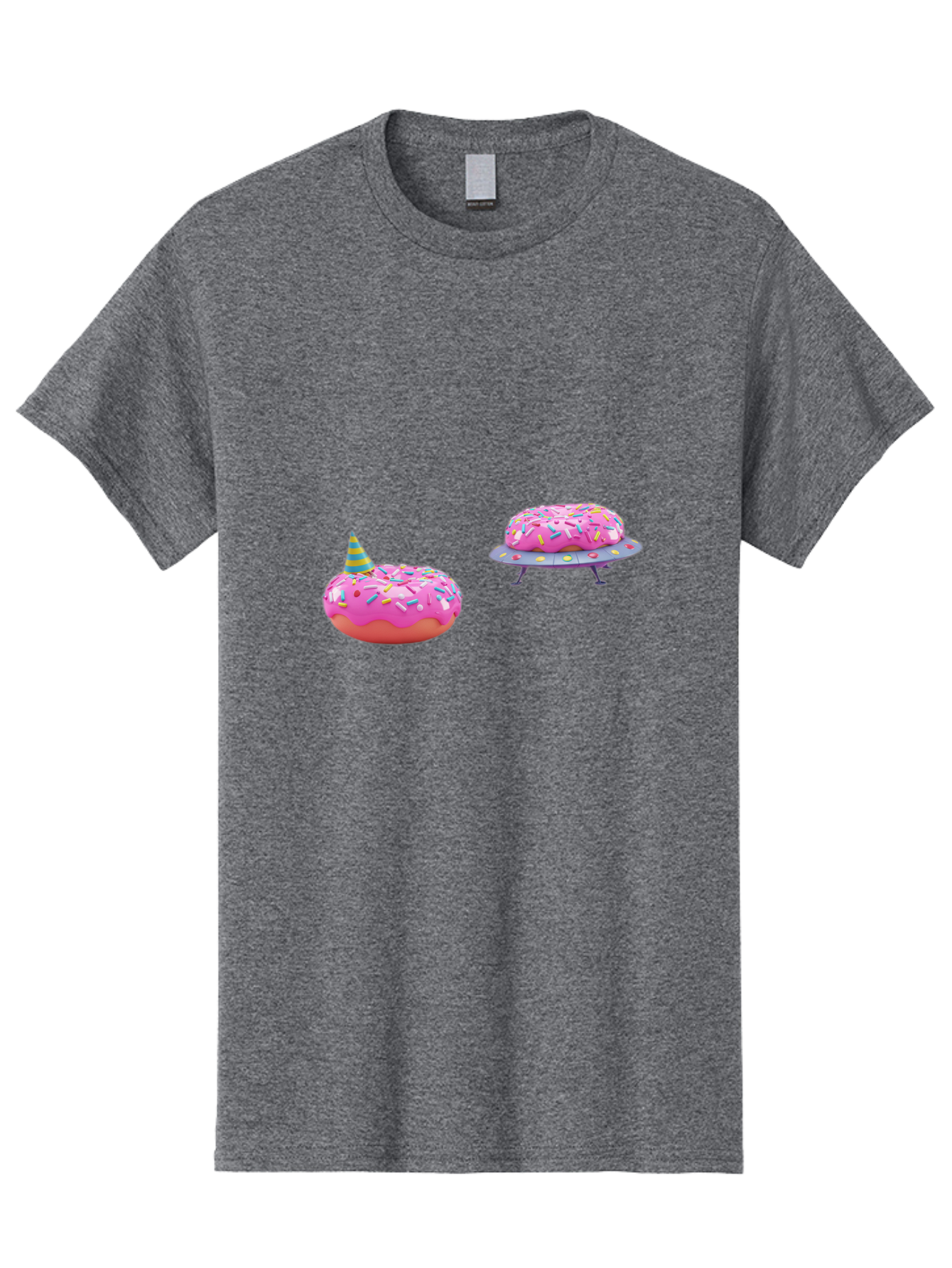 Donut-Party Men'S Graphic Tee, 100% Cotton, Comfortable Casual Summer Wear, Machine Washable, Pink Donut Inflatables, Donut Shaped Pool Floats, Colorful Sprinkles, Party Hat, Whimsical Decor, Fun Accessories, Retro Style, Summer Vibes Bab869