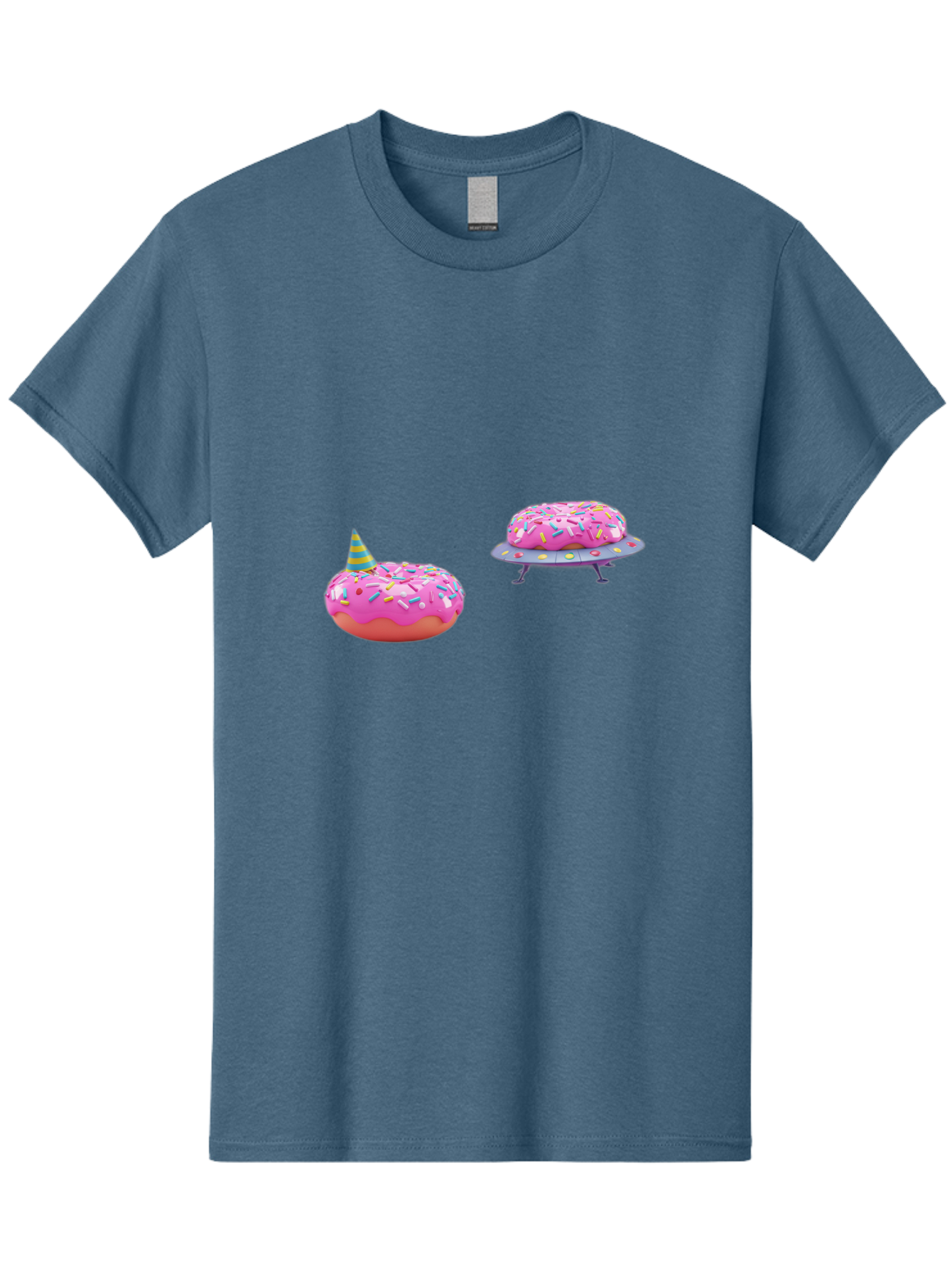 Donut-Party Men'S Graphic Tee, 100% Cotton, Comfortable Casual Summer Wear, Machine Washable, Pink Donut Inflatables, Donut Shaped Pool Floats, Colorful Sprinkles, Party Hat, Whimsical Decor, Fun Accessories, Retro Style, Summer Vibes Bab869