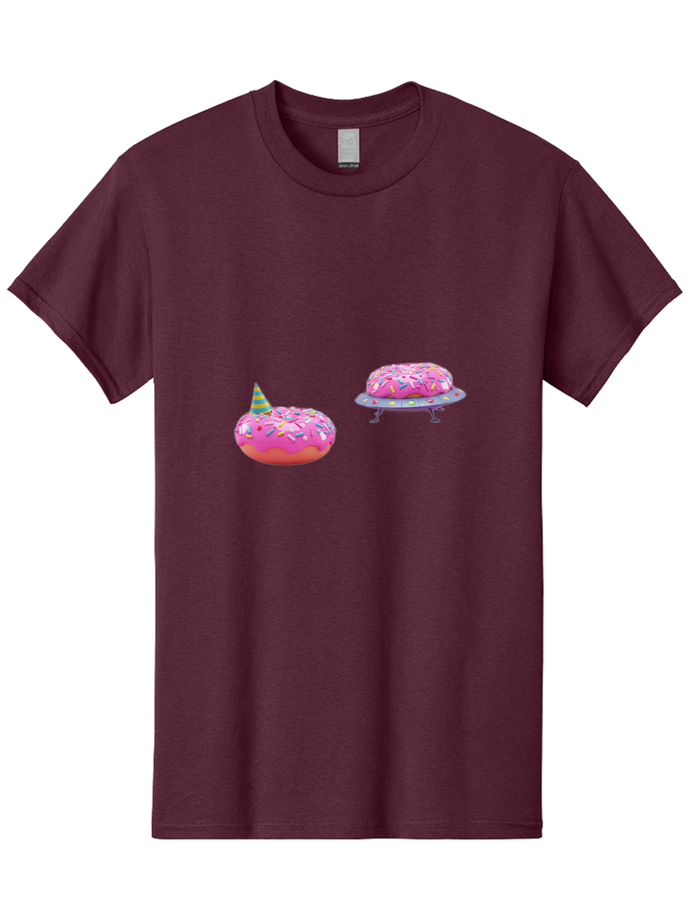 Donut-Party Men'S Graphic Tee, 100% Cotton, Comfortable Casual Summer Wear, Machine Washable, Pink Donut Inflatables, Donut Shaped Pool Floats, Colorful Sprinkles, Party Hat, Whimsical Decor, Fun Accessories, Retro Style, Summer Vibes Bab869