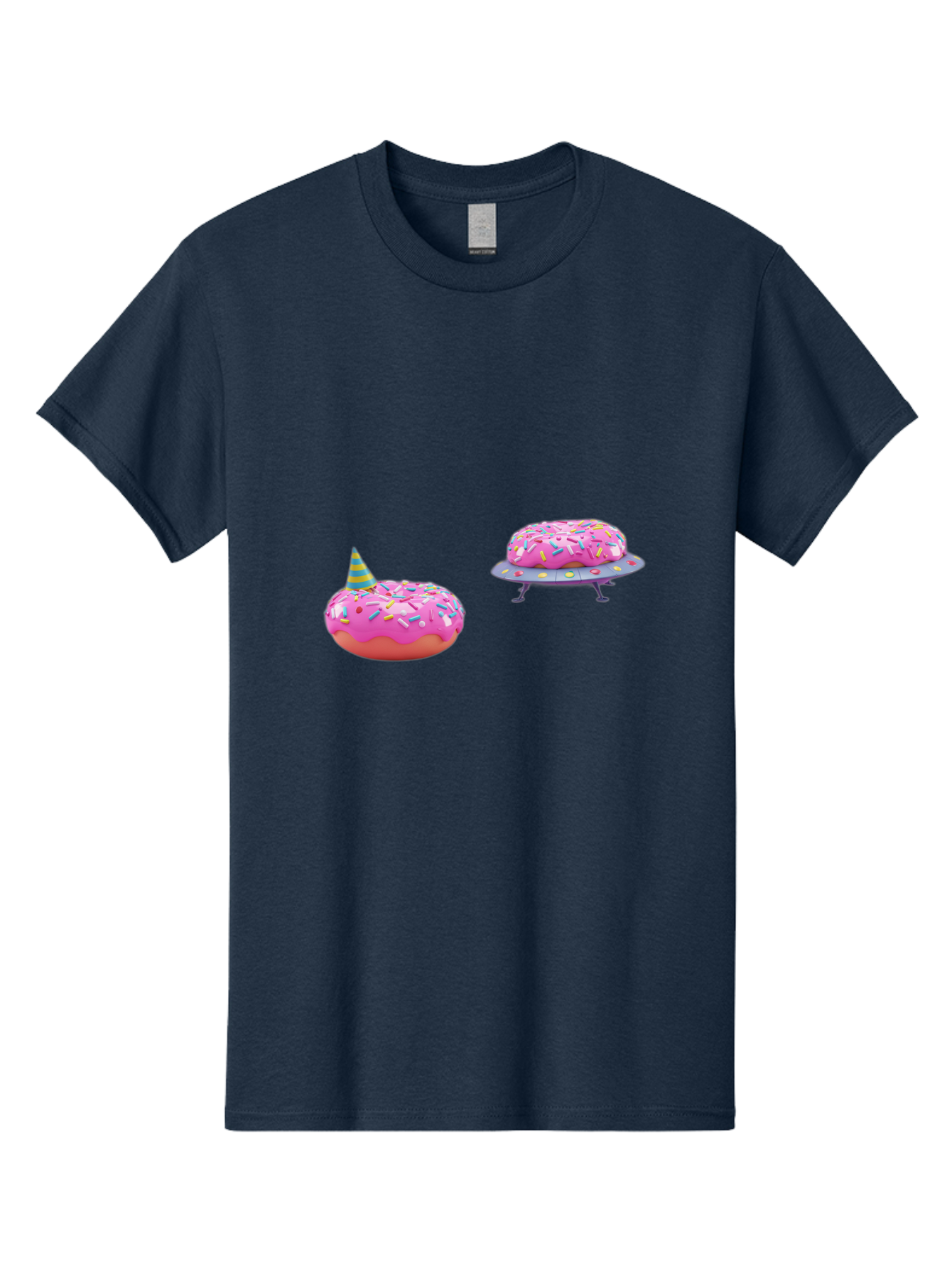 Donut-Party Men'S Graphic Tee, 100% Cotton, Comfortable Casual Summer Wear, Machine Washable, Pink Donut Inflatables, Donut Shaped Pool Floats, Colorful Sprinkles, Party Hat, Whimsical Decor, Fun Accessories, Retro Style, Summer Vibes Bab869