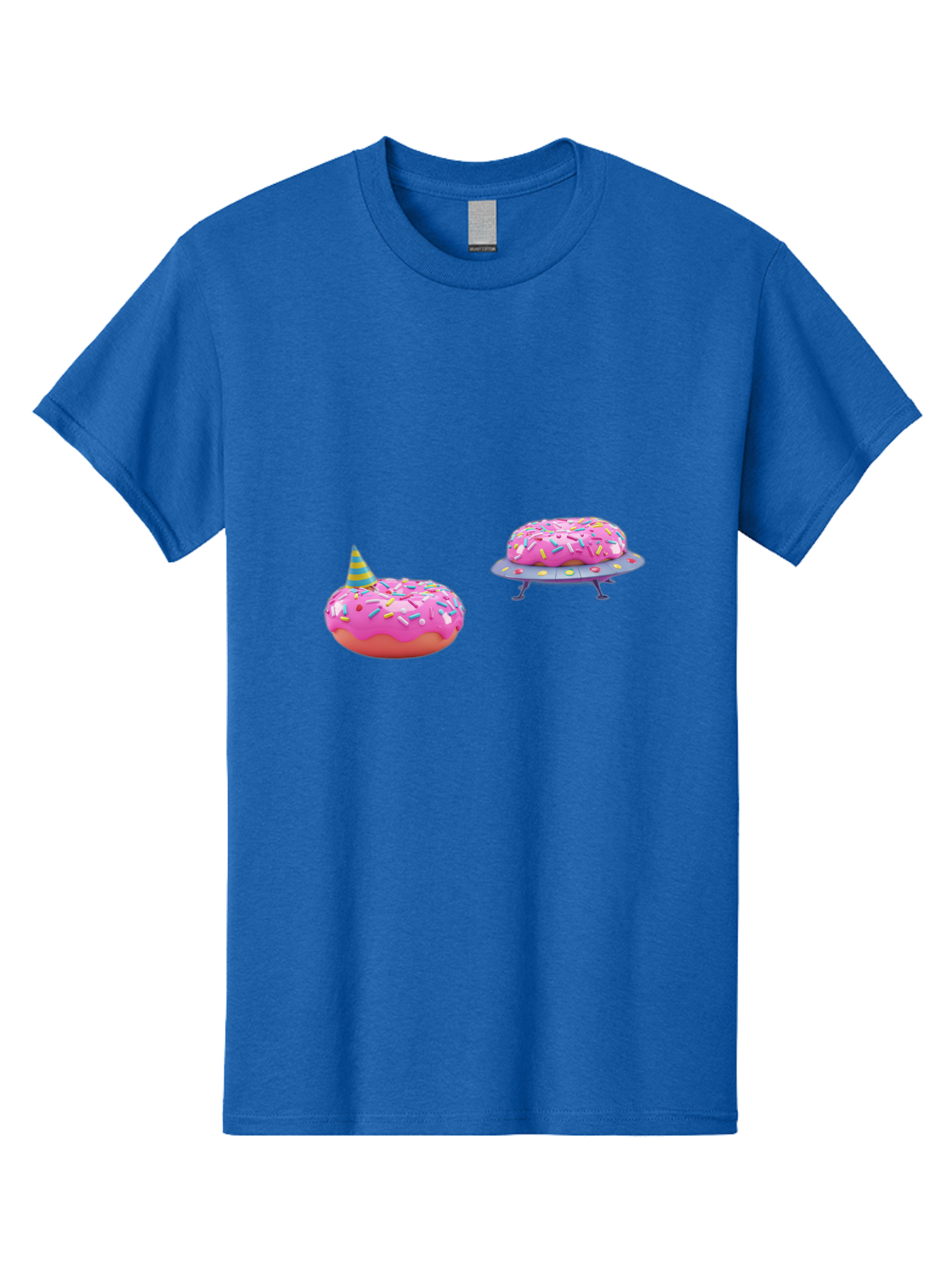 Donut-Party Men'S Graphic Tee, 100% Cotton, Comfortable Casual Summer Wear, Machine Washable, Pink Donut Inflatables, Donut Shaped Pool Floats, Colorful Sprinkles, Party Hat, Whimsical Decor, Fun Accessories, Retro Style, Summer Vibes Bab869